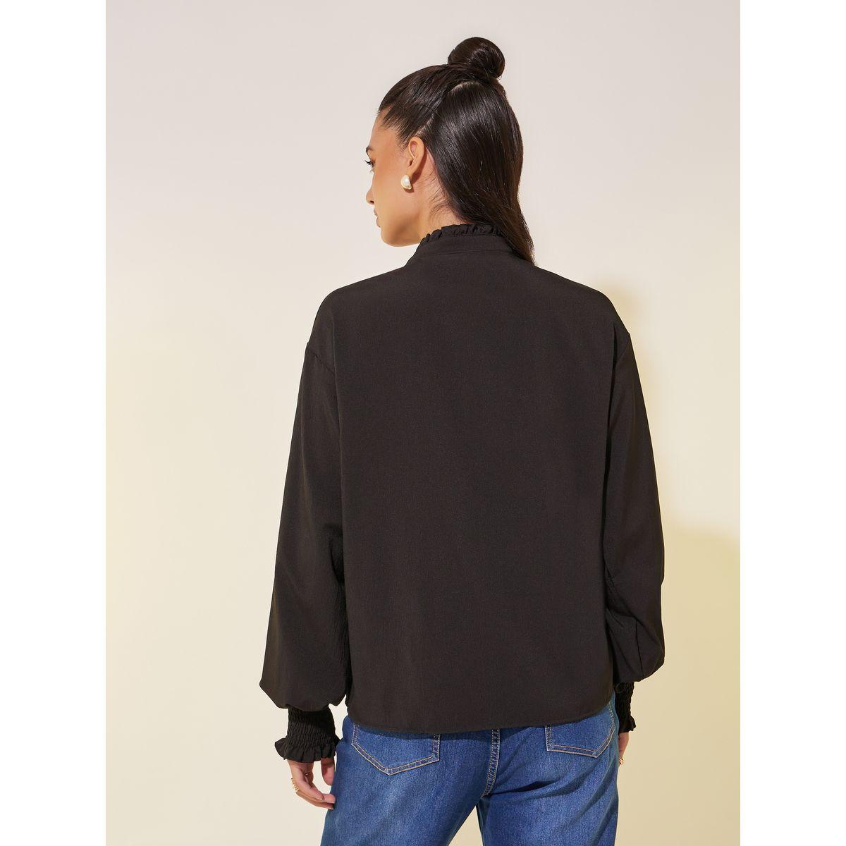 Styli Embroidered Smocked Cuff Oversized Shirt-women-clothing-shirtsandblouses-shirts-image-5