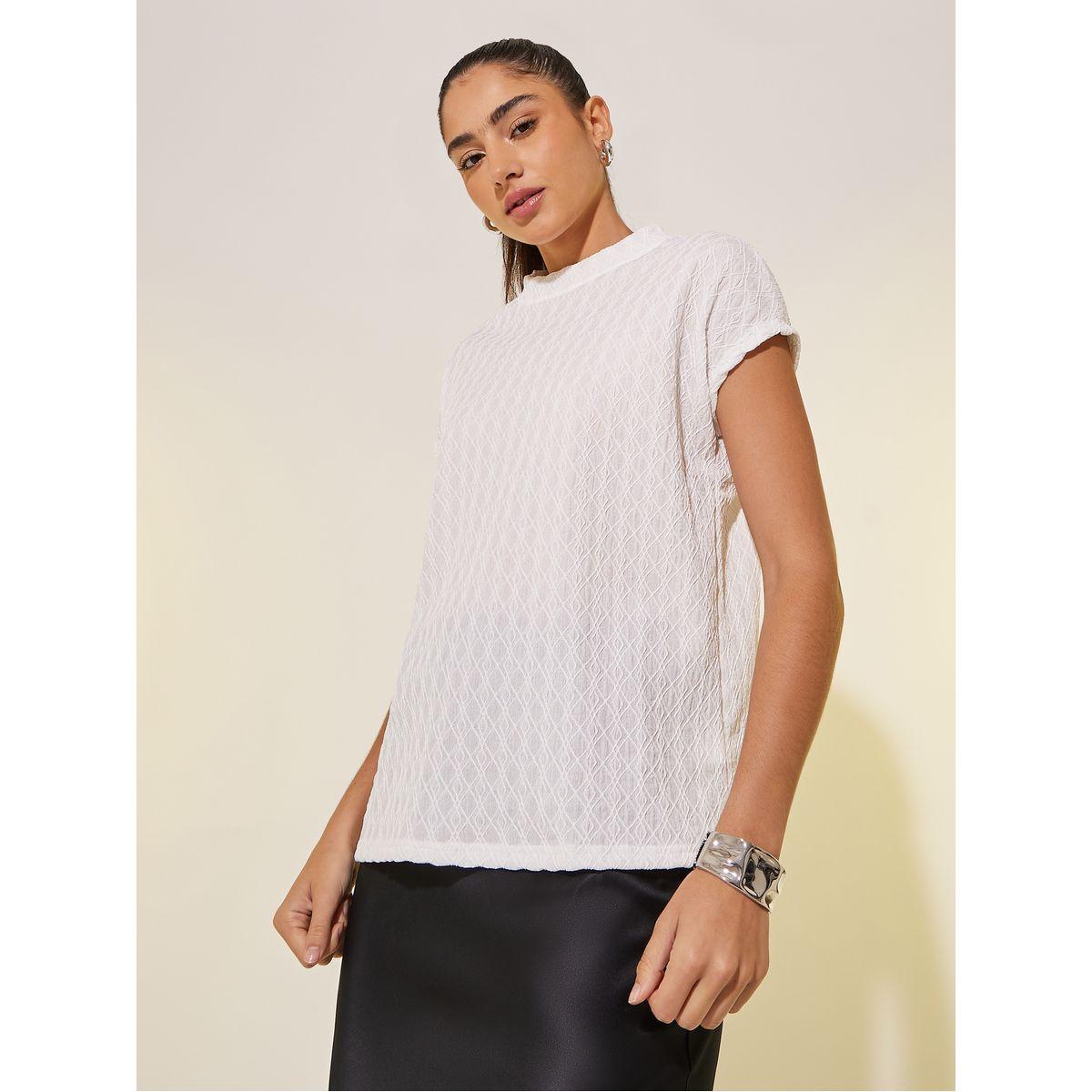 Styli Textured High Neck Regular Fit T-Shirt-women-clothing-tshirts-image-3