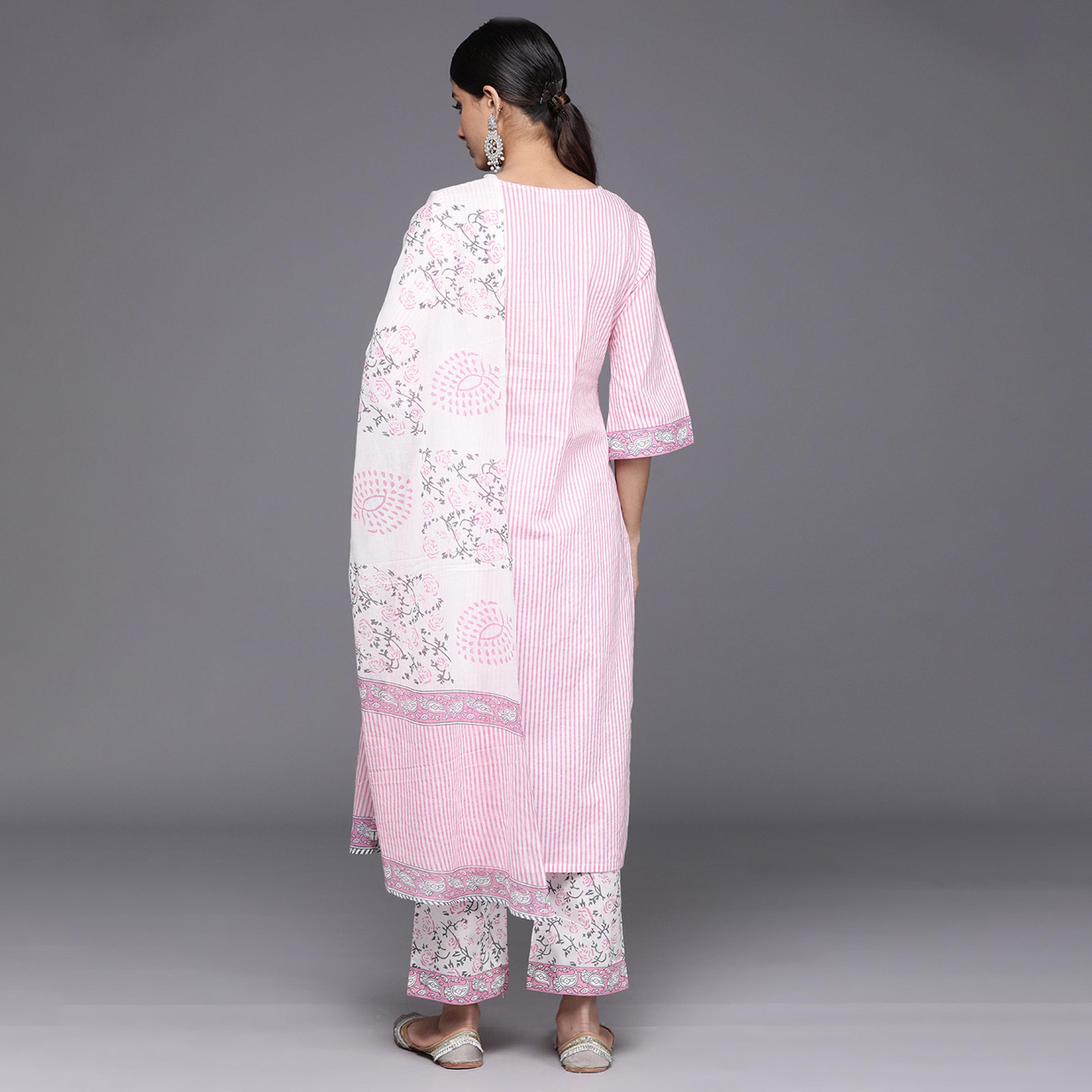 Libas X Styli Striped Printed Kurta with Mid Rise Trousers and Dupatta Set-women-clothing-ethnicwear-sareesets-image-3