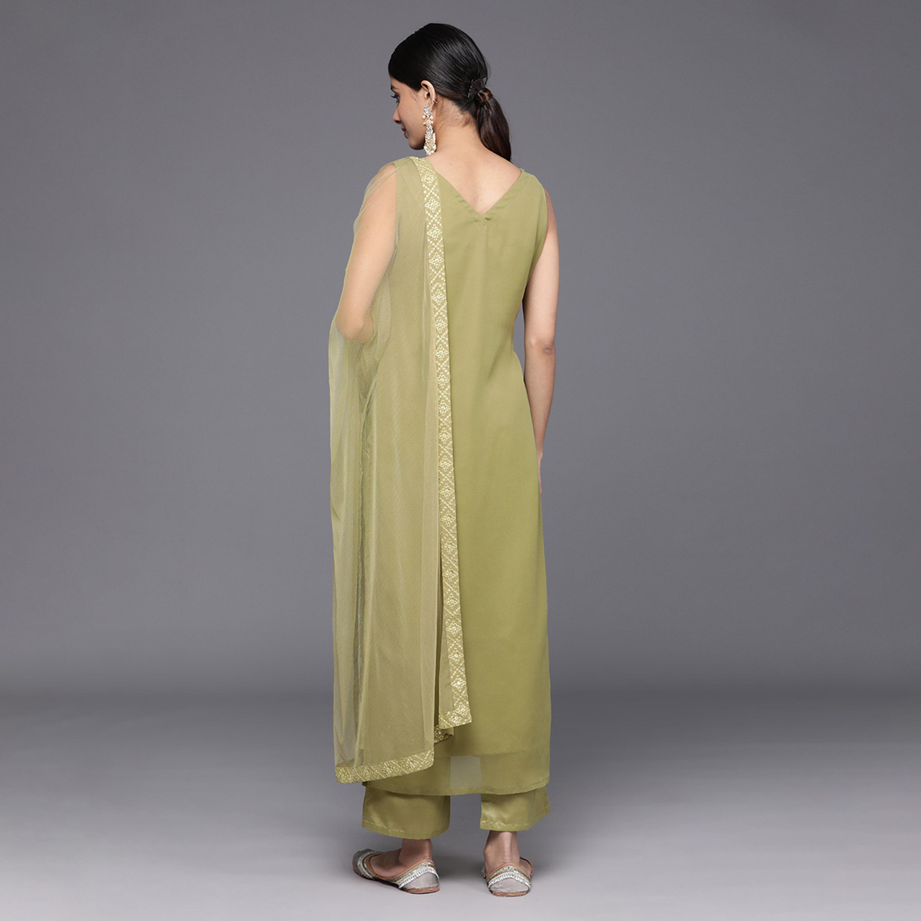 Libas X Styli Embroidered Straight Kurta and Mid Rise Trousers with Solid Dupatta Set-women-clothing-ethnicwear-sareesets-image-3