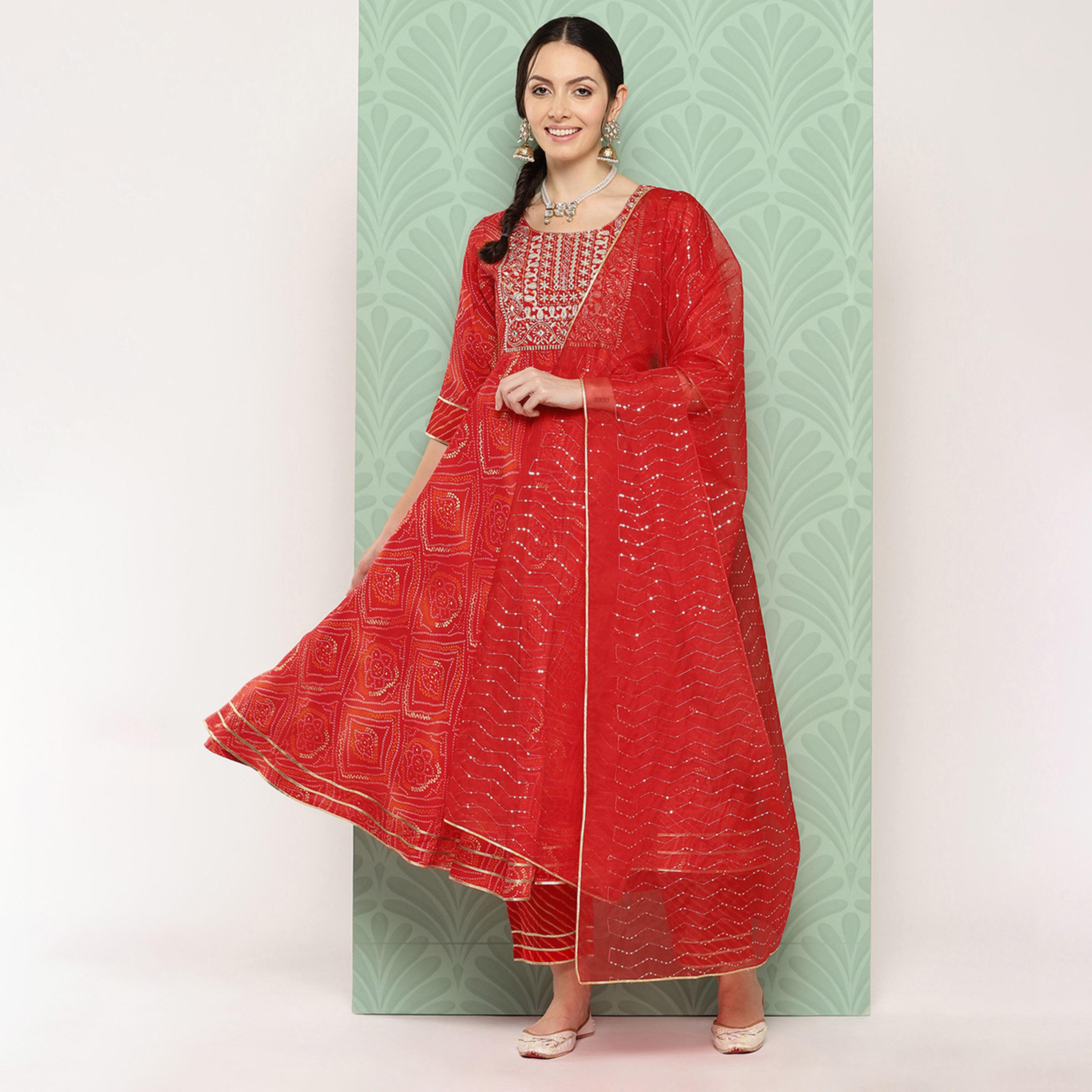 Libas X Styli Anarkali Kurta and Mid Rise Trousers with Organza Dupatta Set-women-clothing-ethnicwear-sareesets-image-1