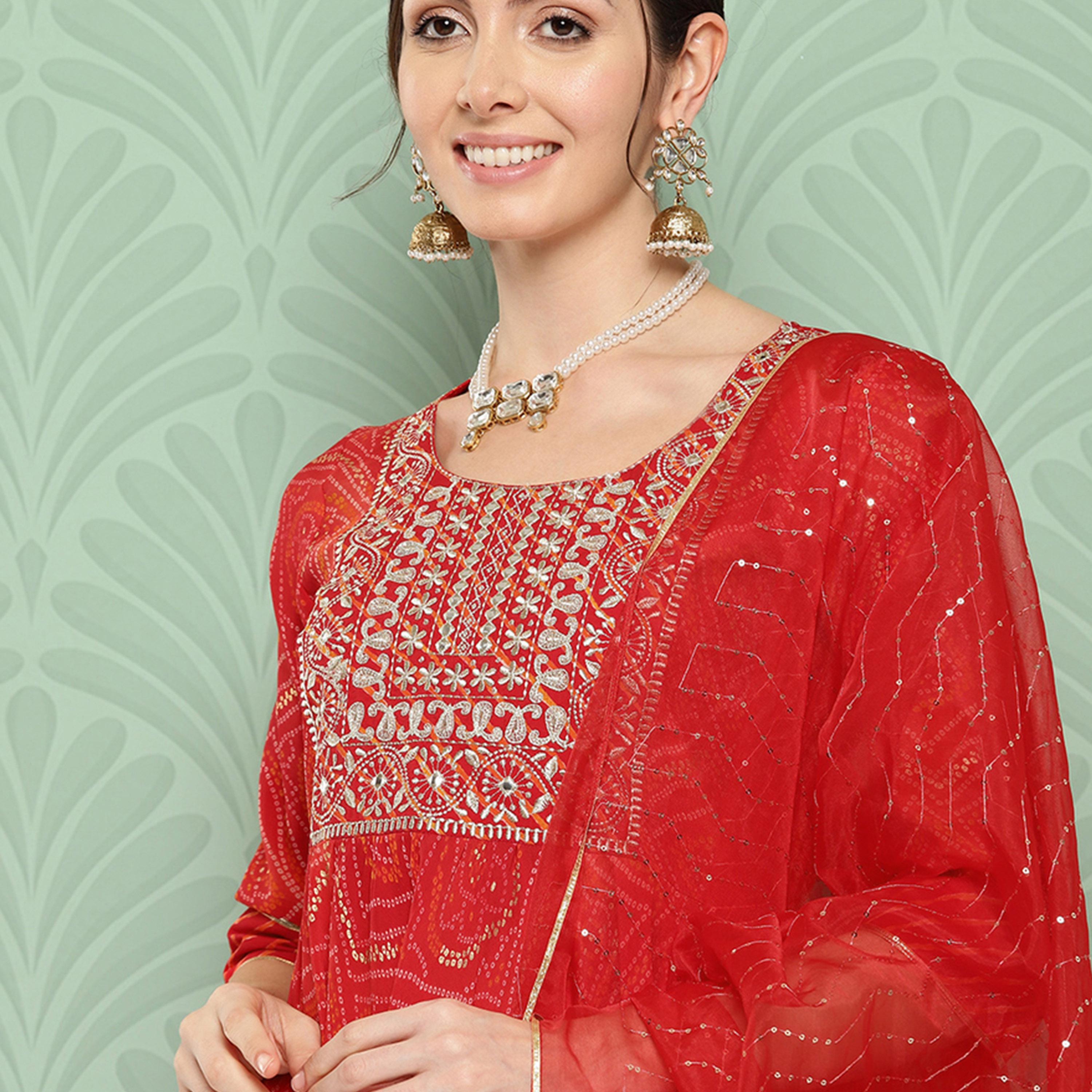 Libas X Styli Anarkali Kurta and Mid Rise Trousers with Organza Dupatta Set-women-clothing-ethnicwear-sareesets-image-4