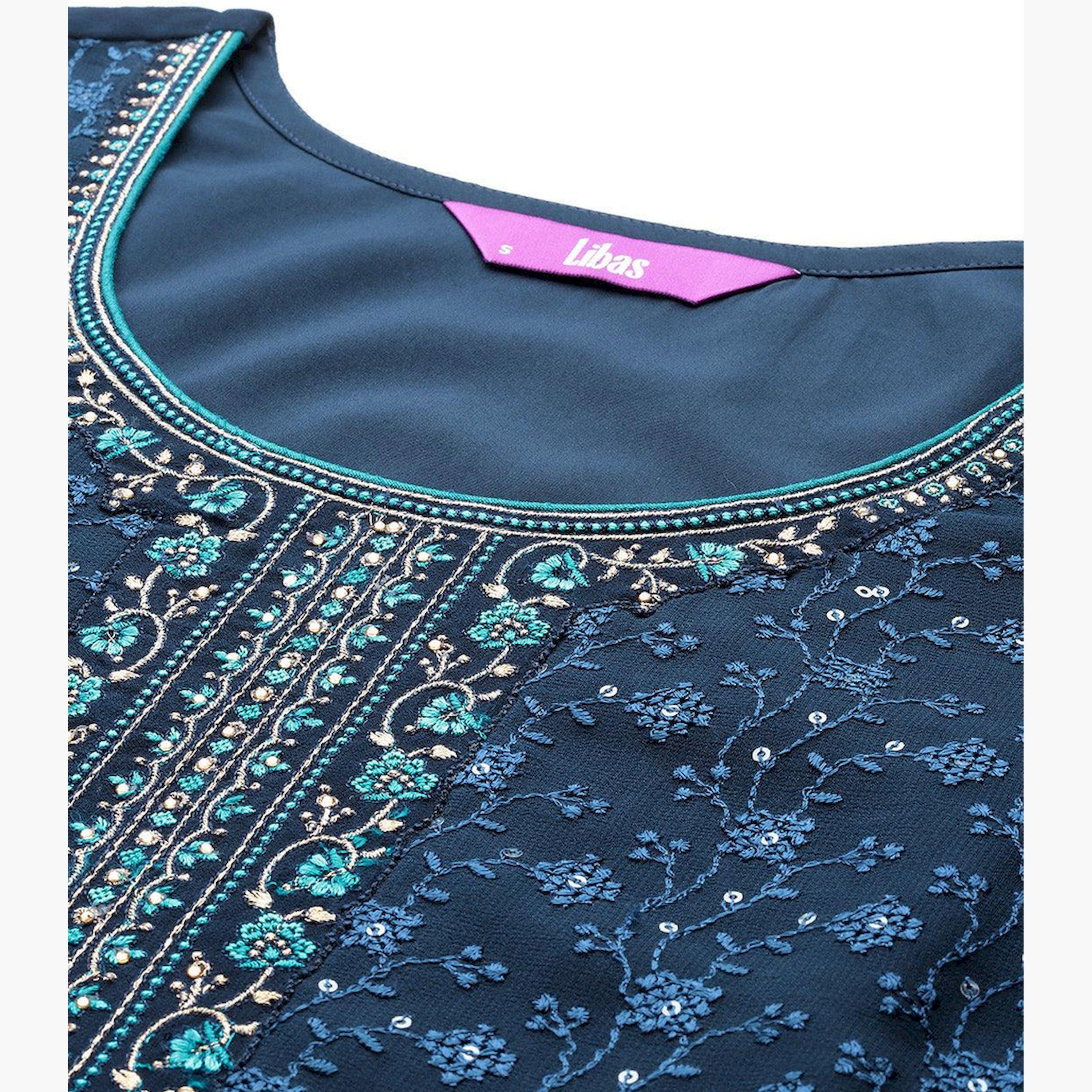 Libas X Styli Embroidered Kurta and Mid Rise Trousers with Dupatta Set-women-clothing-ethnicwear-sareesets-image-7