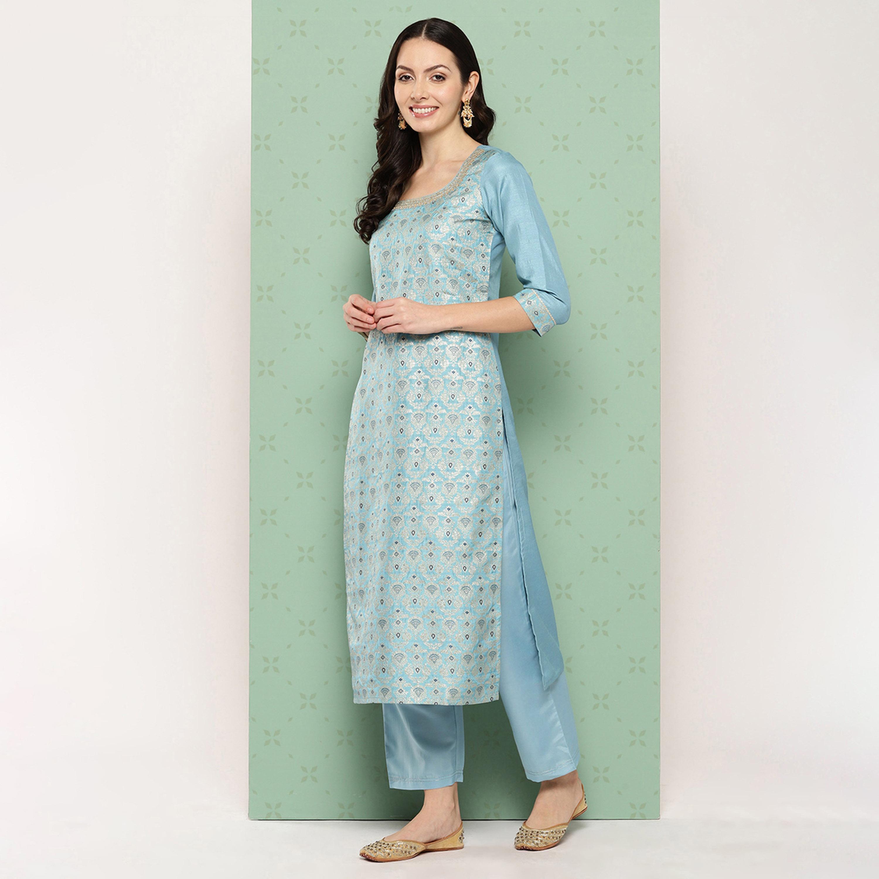 Libas X Styli Printed Straight Kurta and Solid Trousers with Dupatta Set-women-clothing-ethnicwear-sareesets-image-2