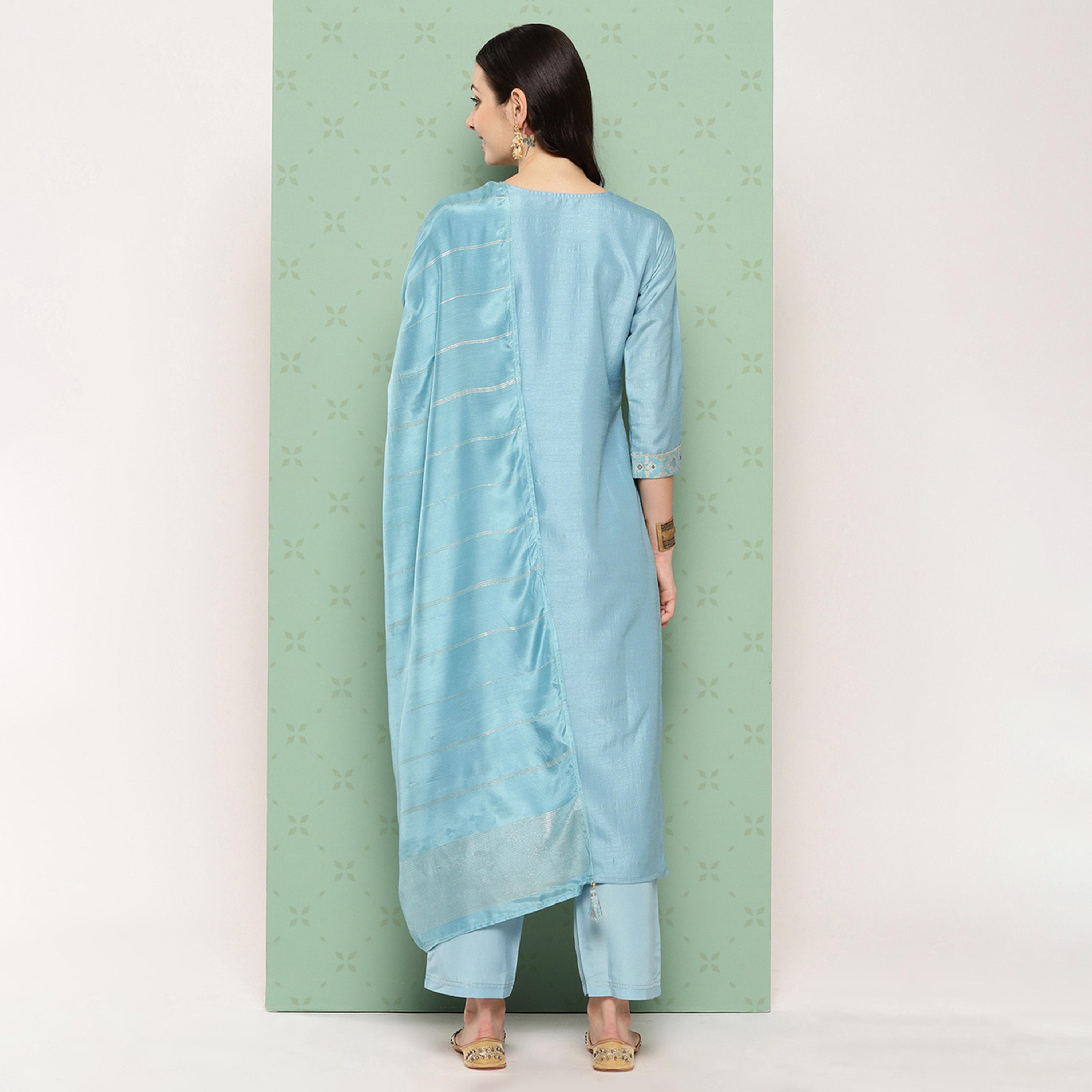 Libas X Styli Printed Straight Kurta and Solid Trousers with Dupatta Set-women-clothing-ethnicwear-sareesets-image-3
