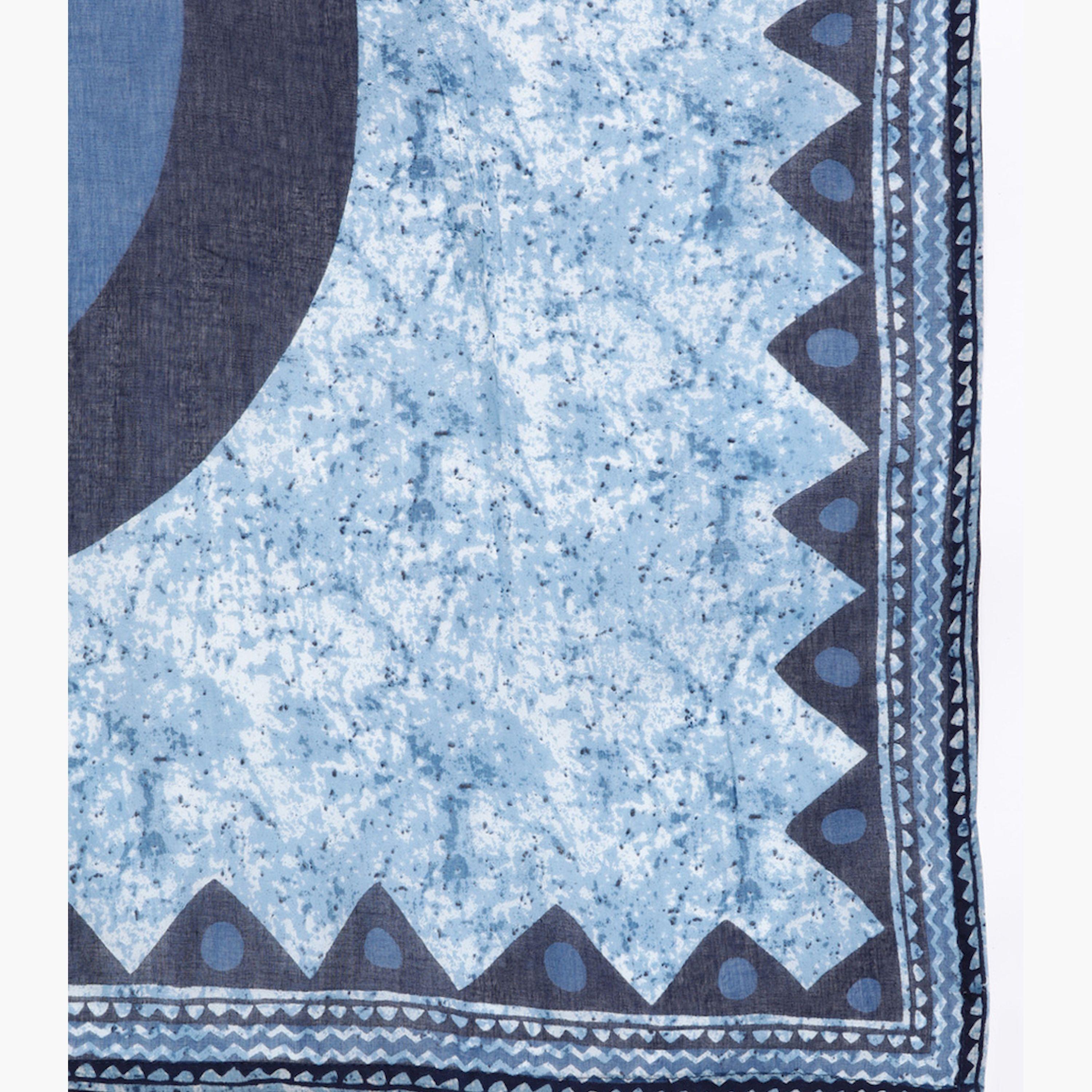 ليباس × ستايلي-  طقم كورتا وبنطال بالازو مطبوع بالكامل مع وشاح دوباتا مطبوعة-women-clothing-ethnicwear-sareesets-image-6