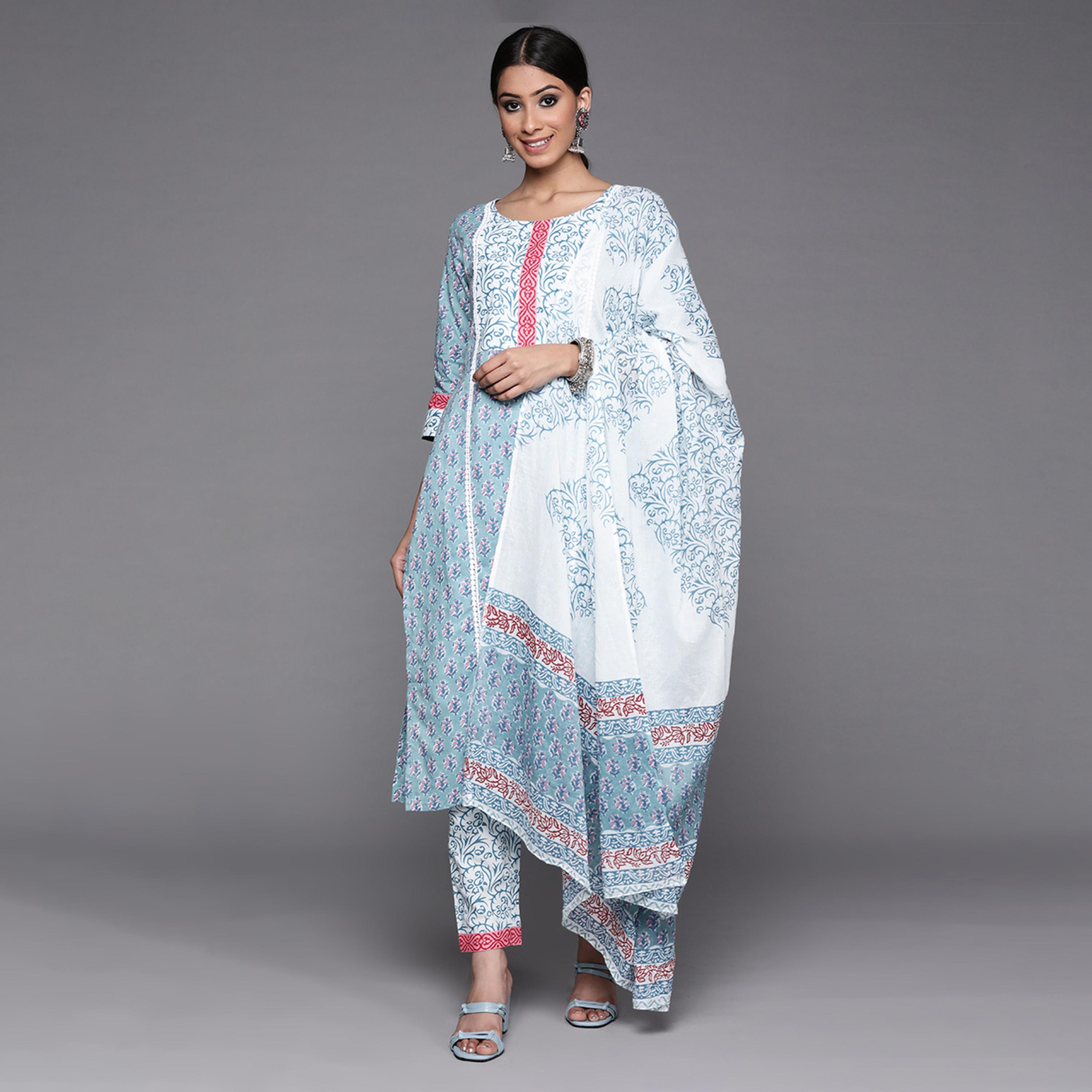 Libas X Styli All-Over Print Kurta and Trousers with Dupatta Set-women-clothing-ethnicwear-sareesets-image-1