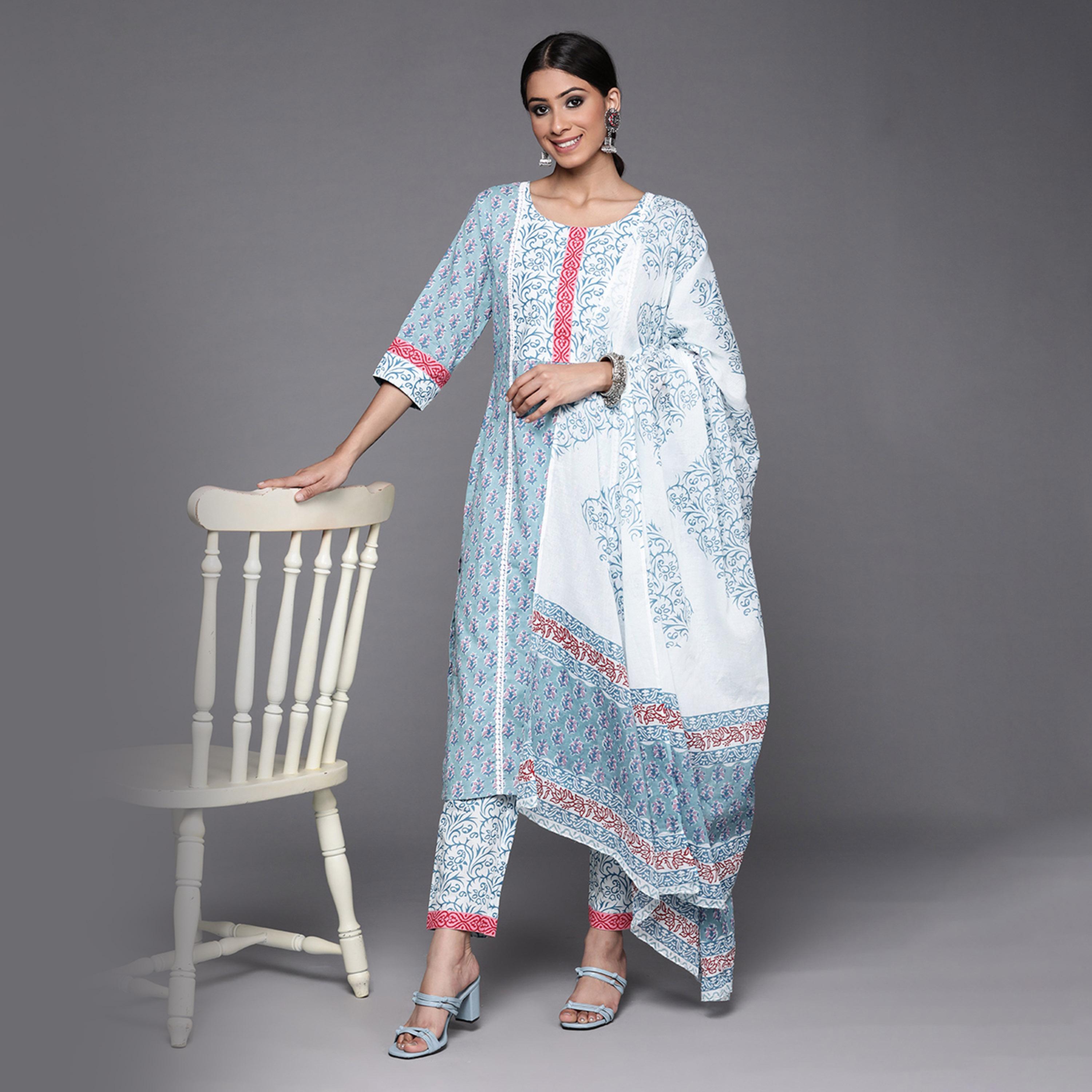 Libas X Styli All-Over Print Kurta and Trousers with Dupatta Set-women-clothing-ethnicwear-sareesets-image-2