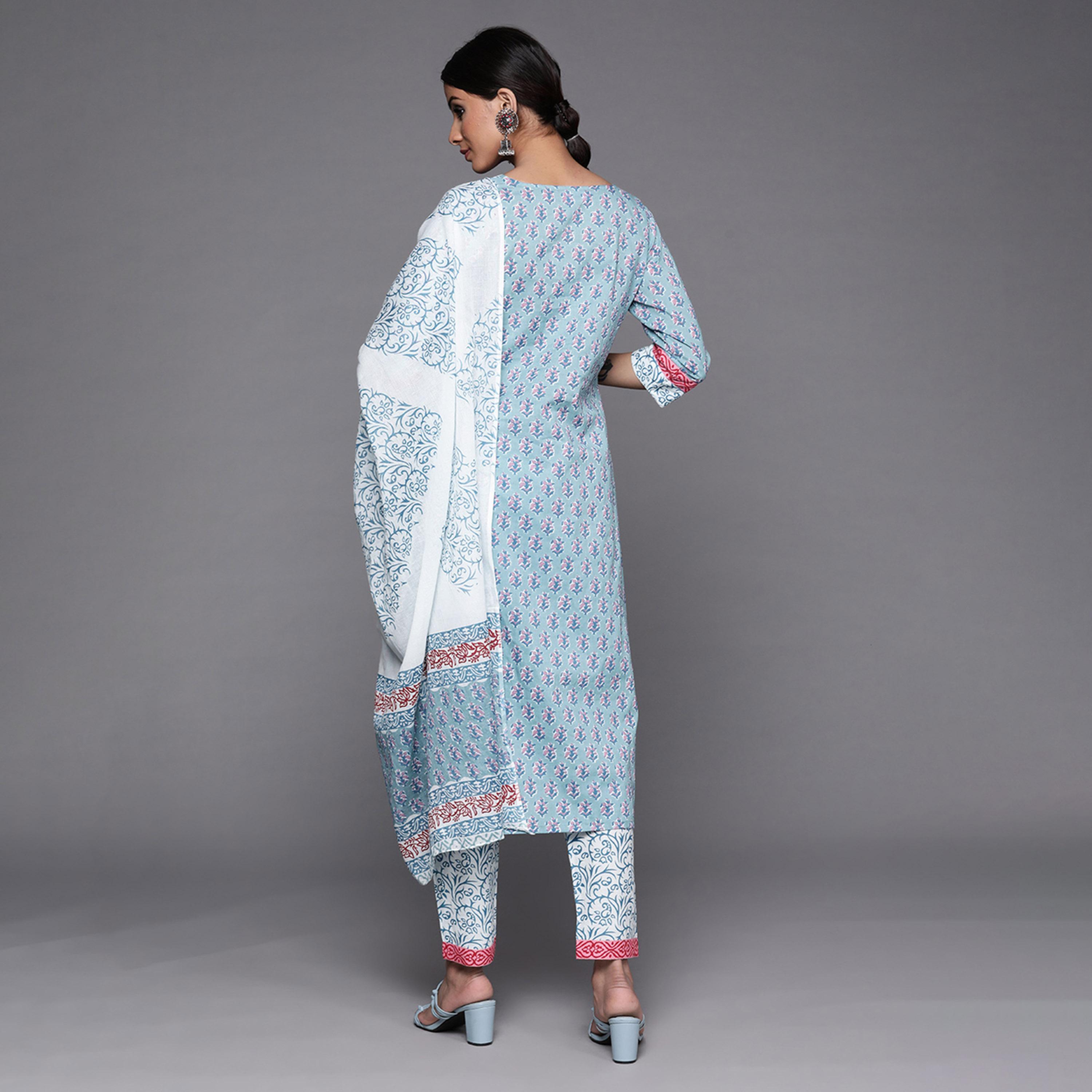 Libas X Styli All-Over Print Kurta and Trousers with Dupatta Set-women-clothing-ethnicwear-sareesets-image-4