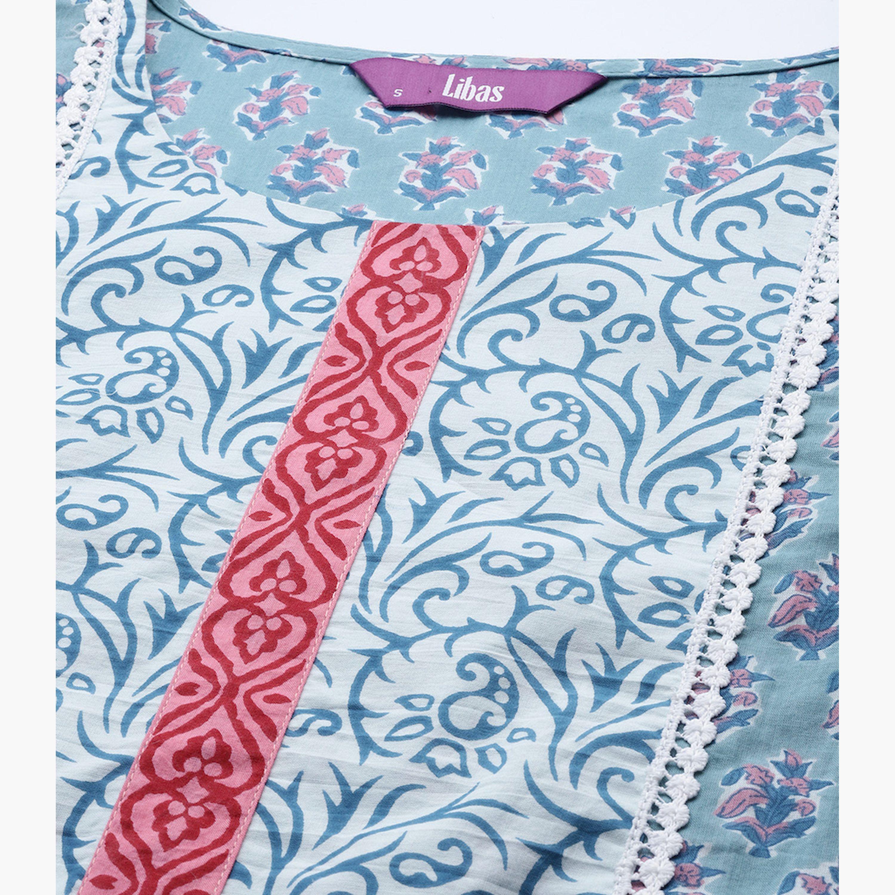 Libas X Styli All-Over Print Kurta and Trousers with Dupatta Set-women-clothing-ethnicwear-sareesets-image-5