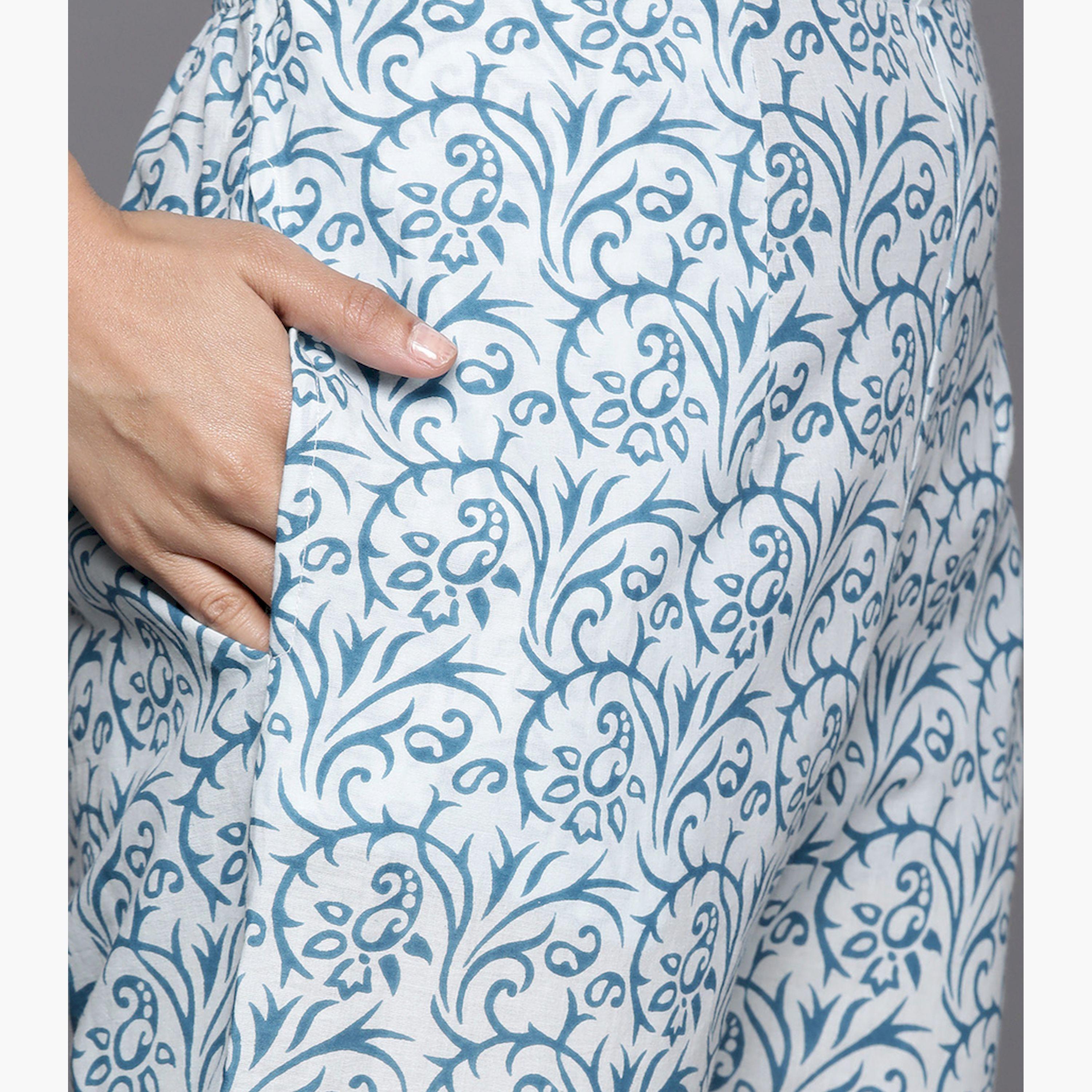 ليباس × ستايلي-  طقم كورتا وبنطال مطبوع بالكامل مع وشاح دوباتا-women-clothing-ethnicwear-sareesets-image-6