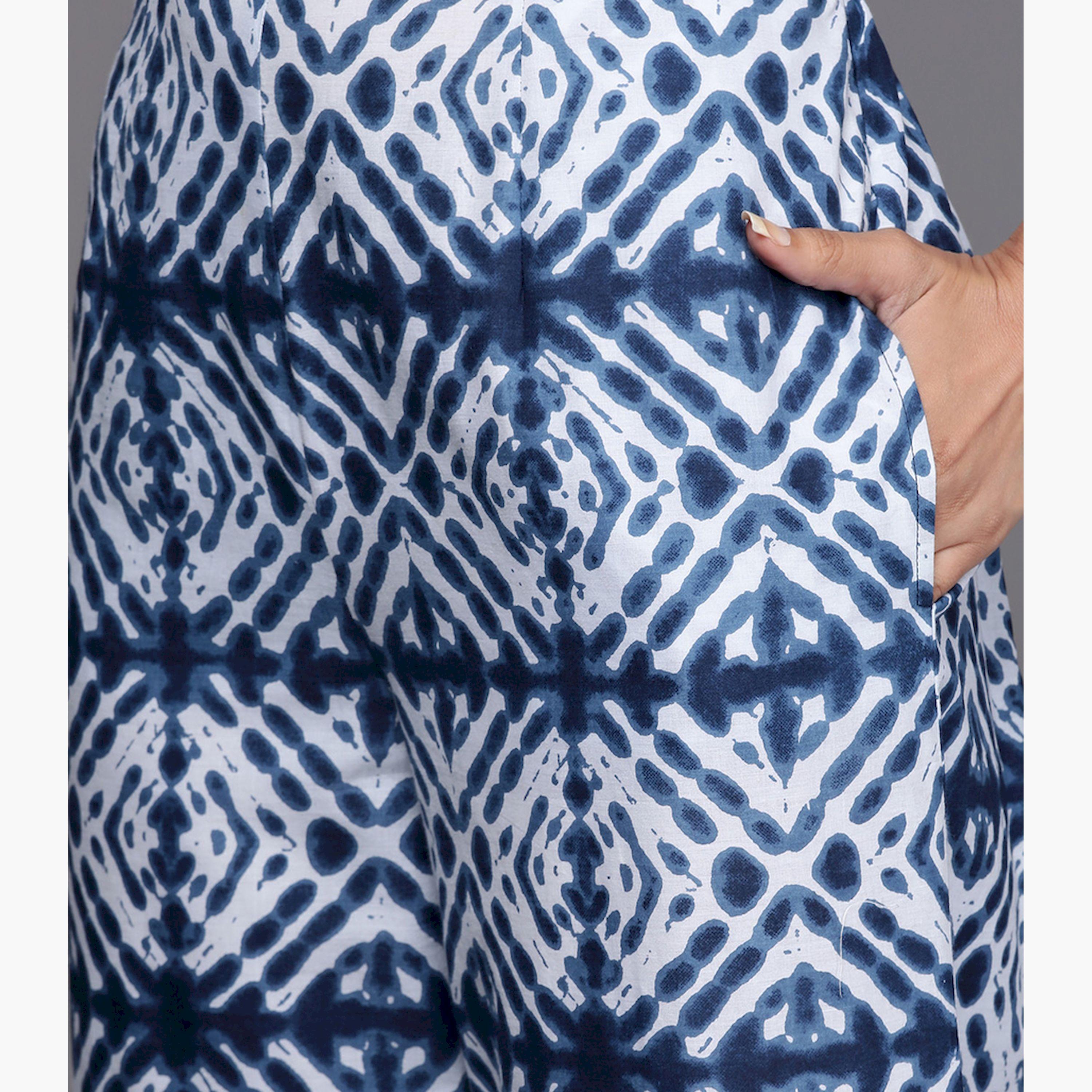 ليباس × ستايلي-  طقم كورتا غوتا باتي بنطال بالازو غوتا باتي مطبوع مع وشاح دوباتا مطبوع-women-clothing-ethnicwear-sareesets-image-5