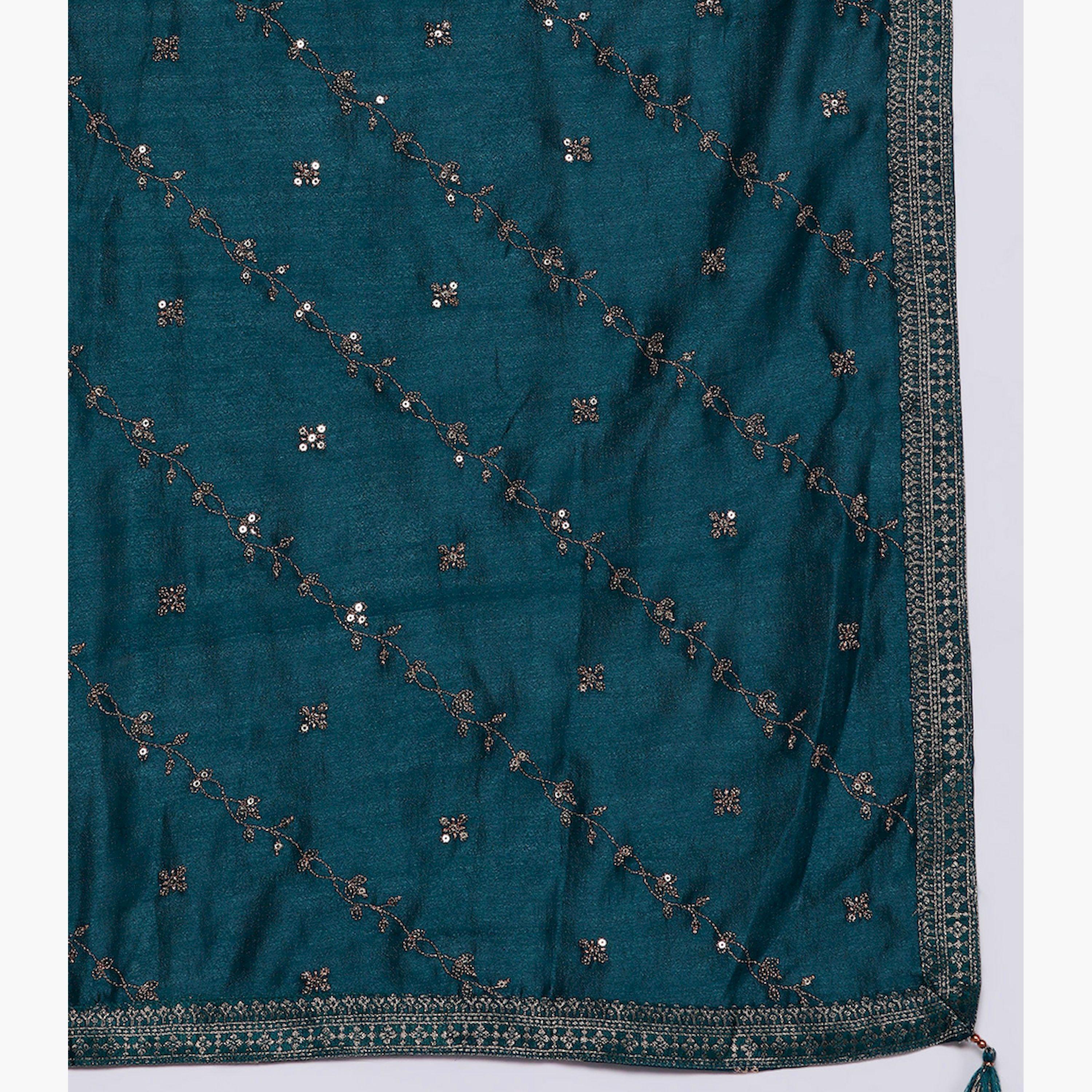 Libas X Styli Silk Embroidered Kurta and Solid Trousers with Embroidered Dupatta Set-women-clothing-ethnicwear-sareesets-image-6