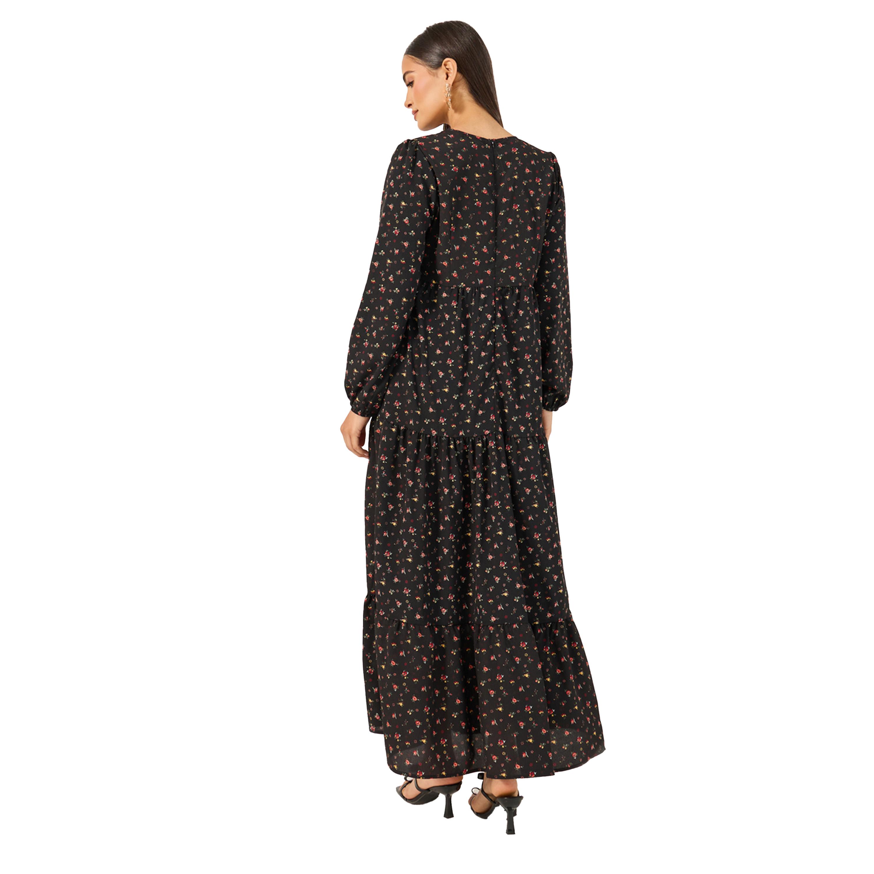ستايلي - فستان ماكسي متعدد الطبقات بأكمام طويلة وطبعة كاملة-women-clothing-dresses-image-5