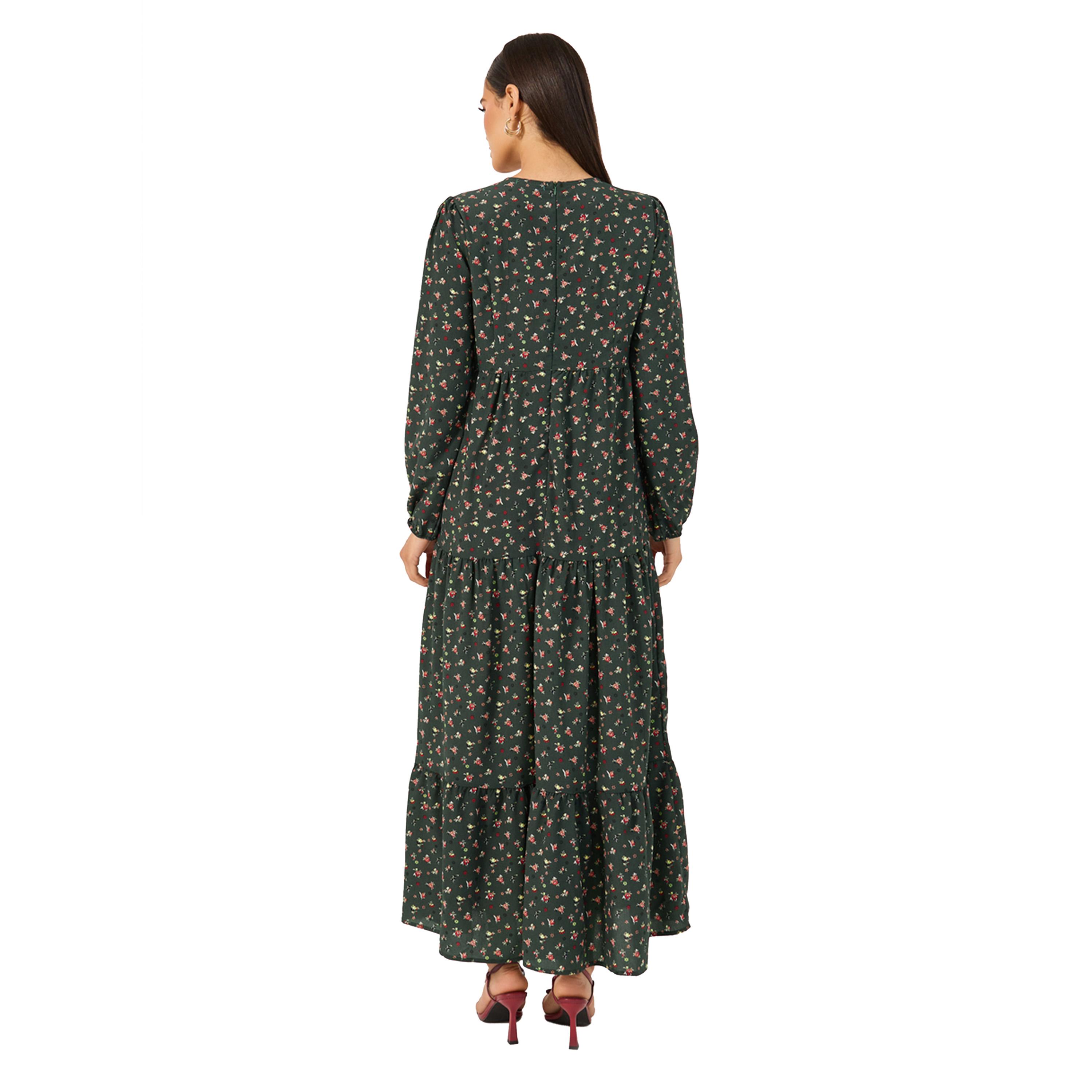 ستايلي - فستان ماكسي متعدد الطبقات بأكمام طويلة وطبعة كاملة-women-clothing-dresses-image-5