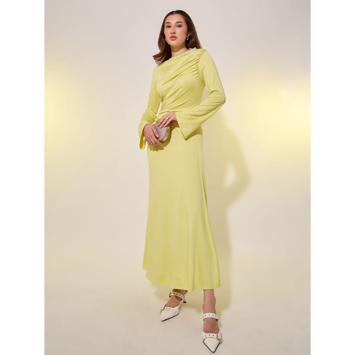 فستان ميدي سادة بأكمام جرس وكورساج-women-clothing-dresses-image-1