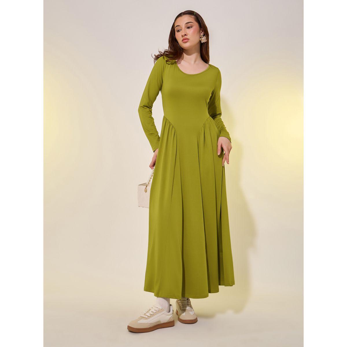 Styli Solid Gathered Waist A-Line Midi Dress-women-clothing-dresses-image-1