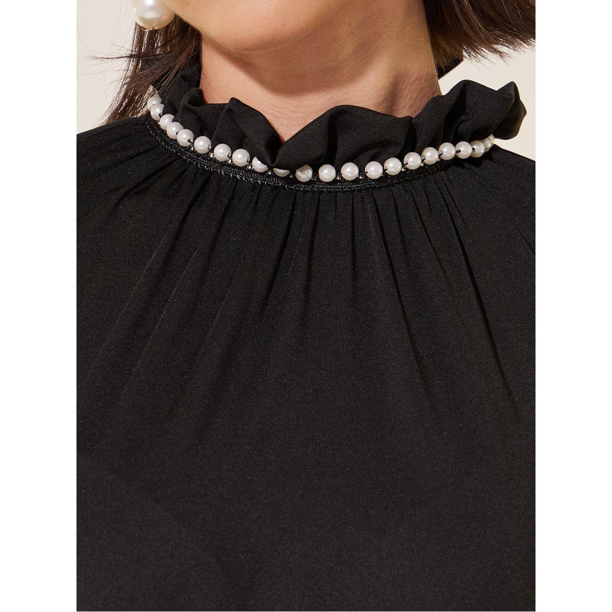 Styli Faux Pearl Trim Contrast Layered Hem A-Line Maxi Dress-women-clothing-dresses-image-4