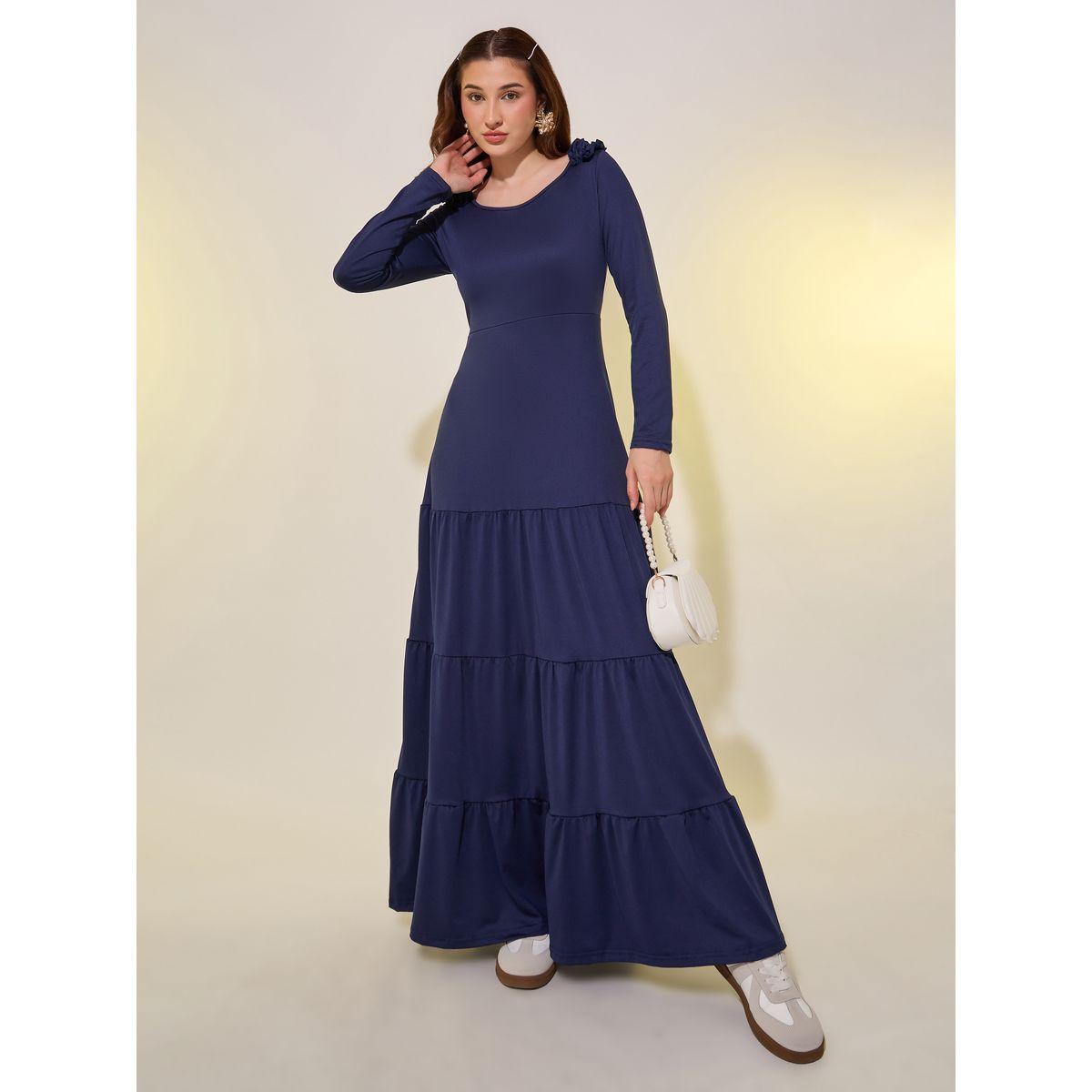 فستان ميدي سادة بأكمام قصيرة وكورساج-women-clothing-dresses-image-2