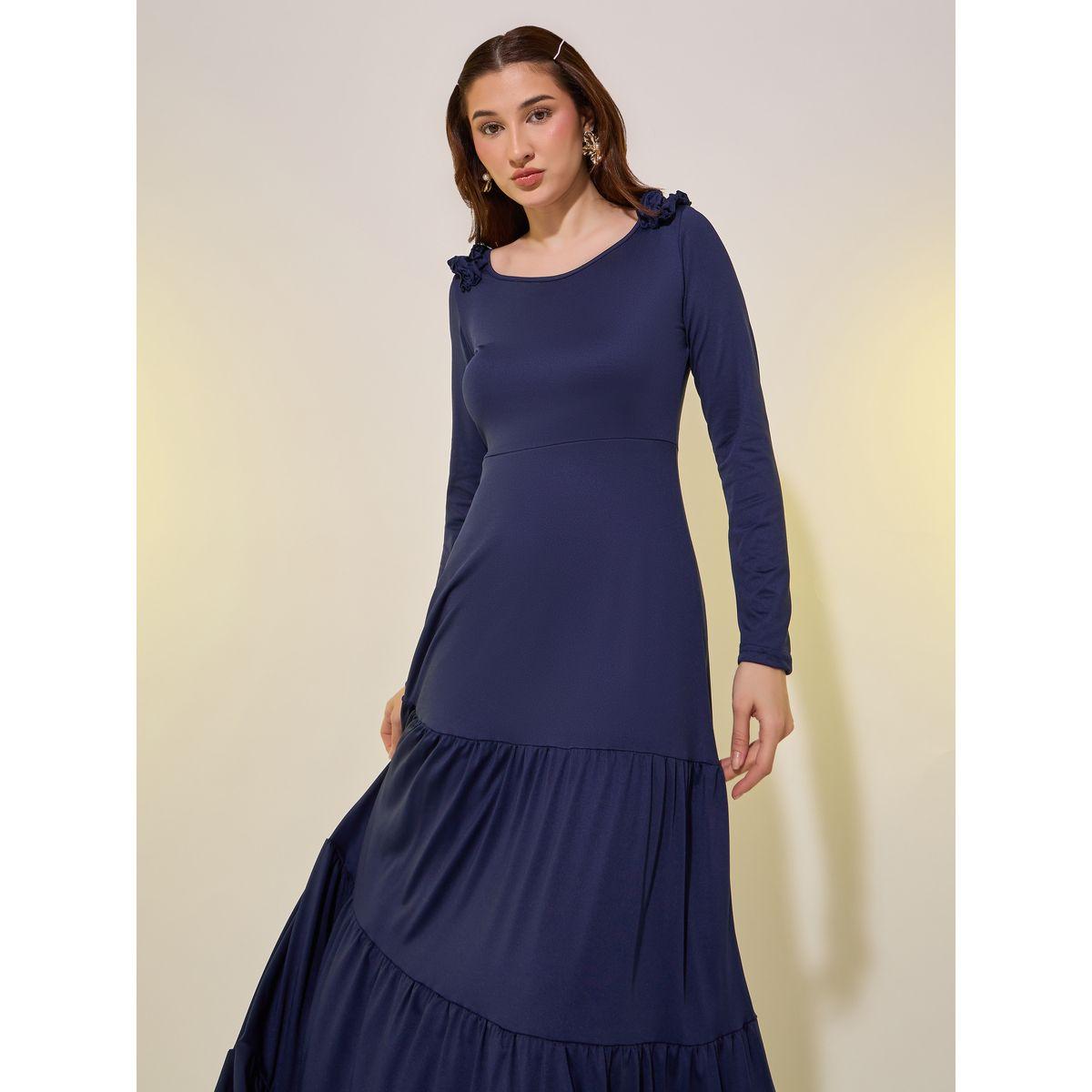 فستان ميدي سادة بأكمام قصيرة وكورساج-women-clothing-dresses-image-3