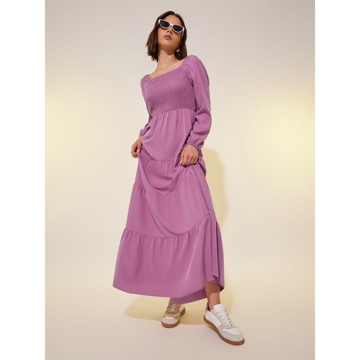 فستان طويل بياقة واسعة وكسرات-women-clothing-dresses-image-1