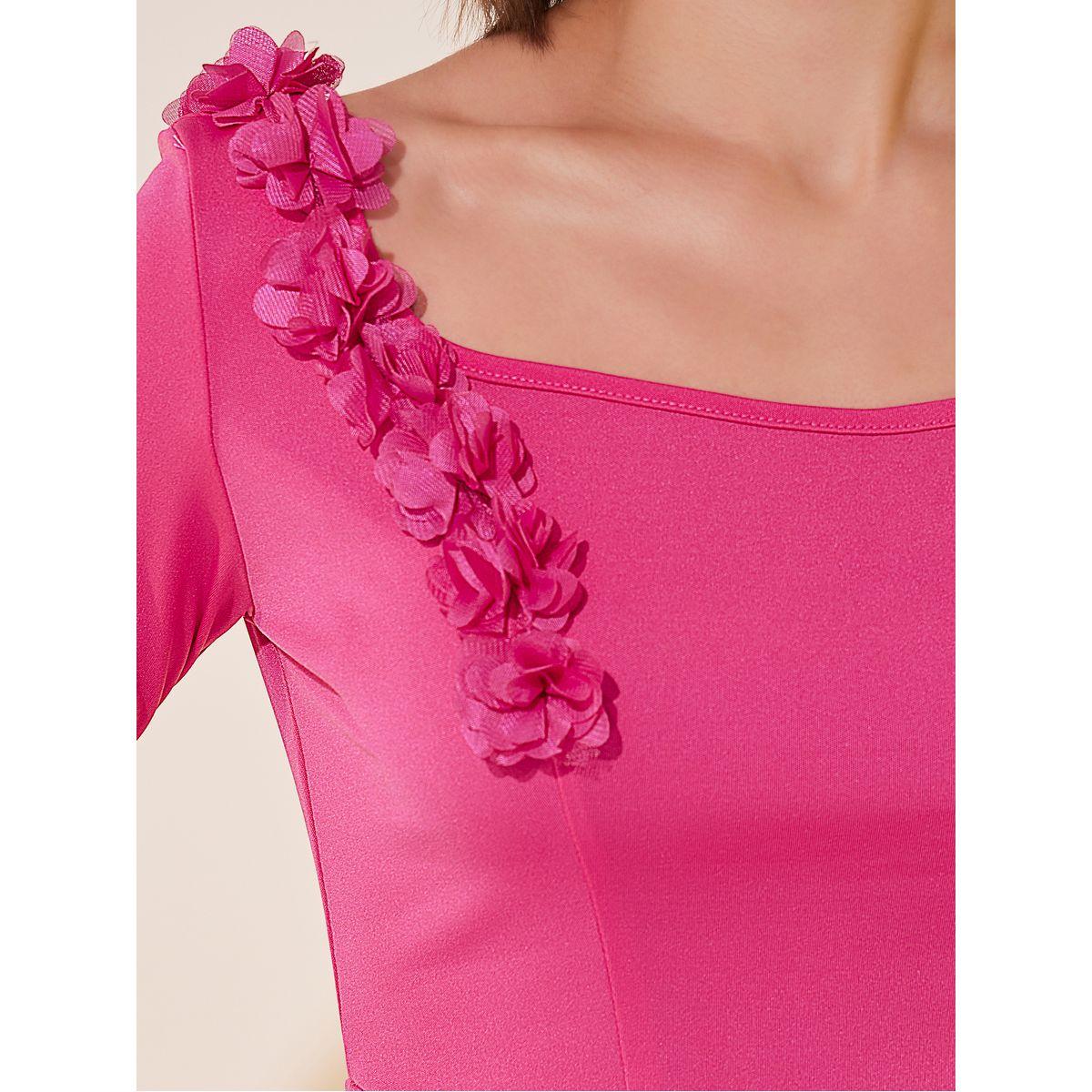 Styli Solid Long Sleeves A-Line Maxi Dress with Corsage Detail-women-clothing-dresses-image-4
