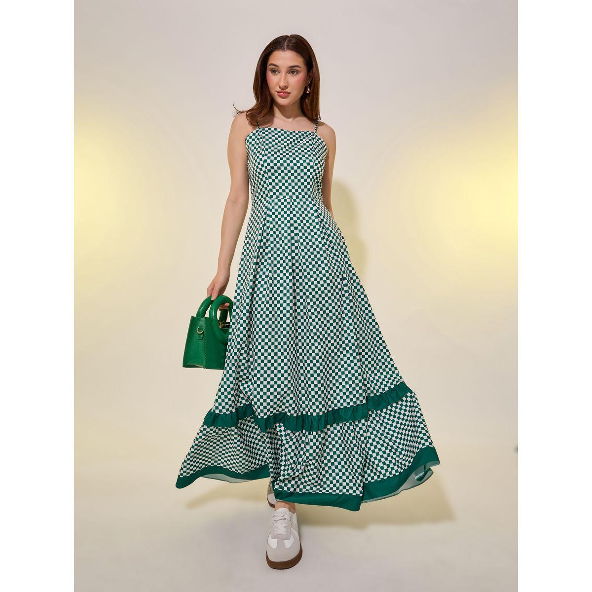 Styli Checkered Strappy Pleated A-Line Maxi Dress-women-clothing-dresses-image-2