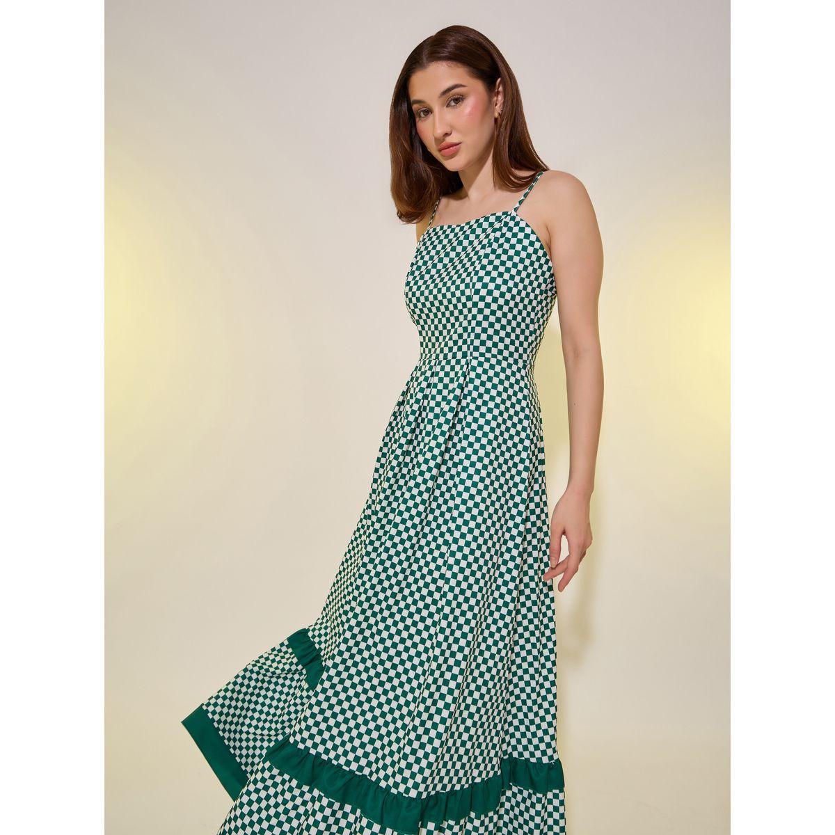 Styli Checkered Strappy Pleated A-Line Maxi Dress-women-clothing-dresses-image-4
