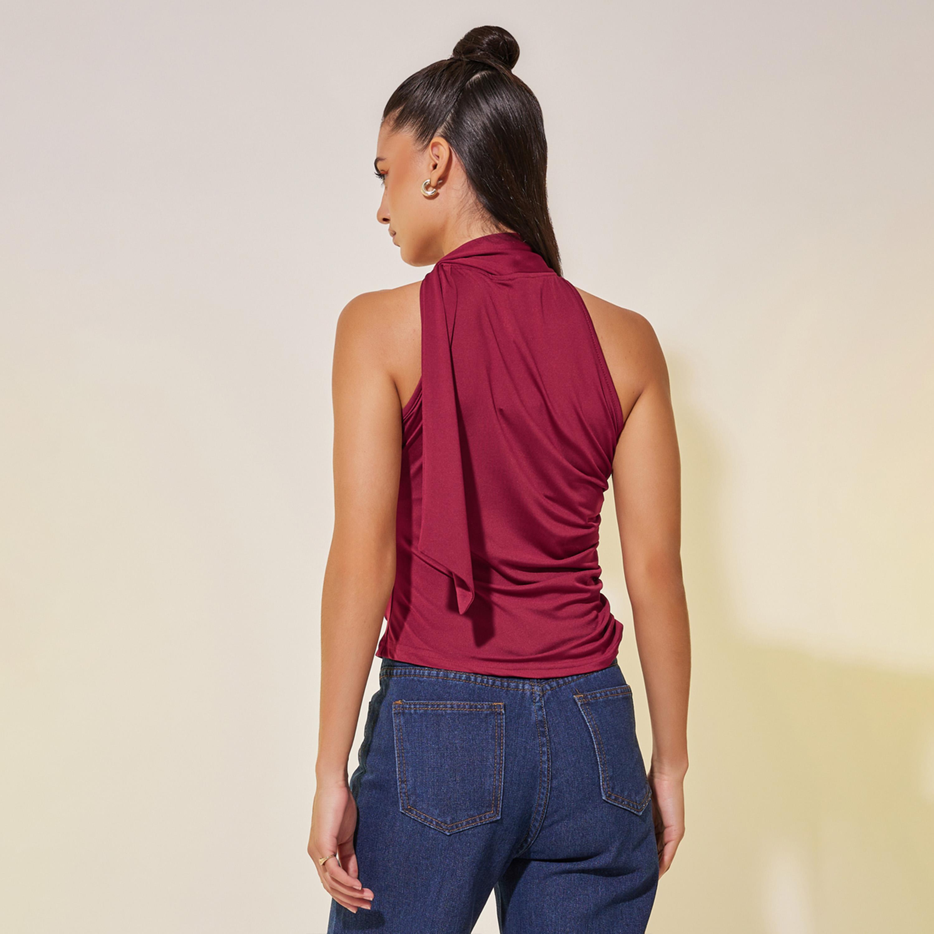 Styli Solid Sleeveless High Neck Knit Top-women-clothing-tshirts-image-4
