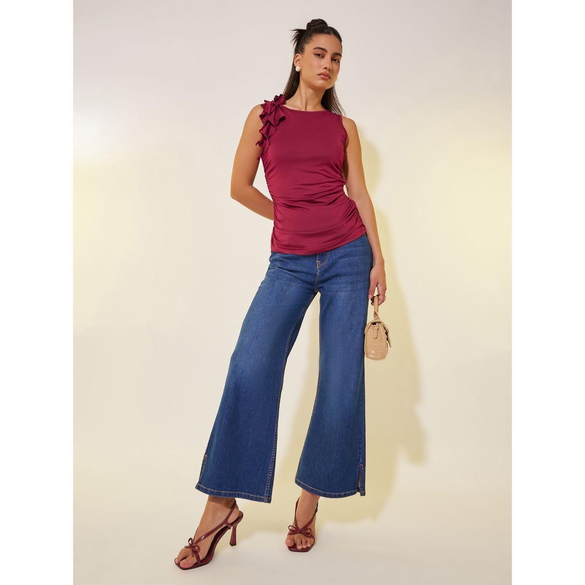 بلوزة سادة بلا أكمام مع تفاصيل كشكش-women-clothing-shirtsandblouses-blouses-image-2
