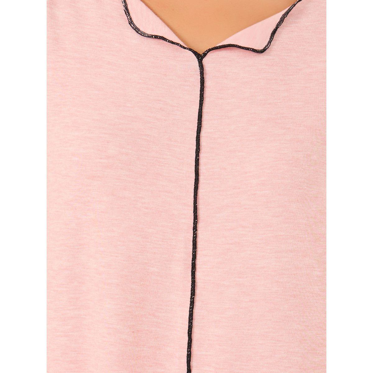 Styli Ruffle Trim Contrast Stitch Top and Pyjama Set-women-clothing-nightwear-pyjamas-longsets-image-4