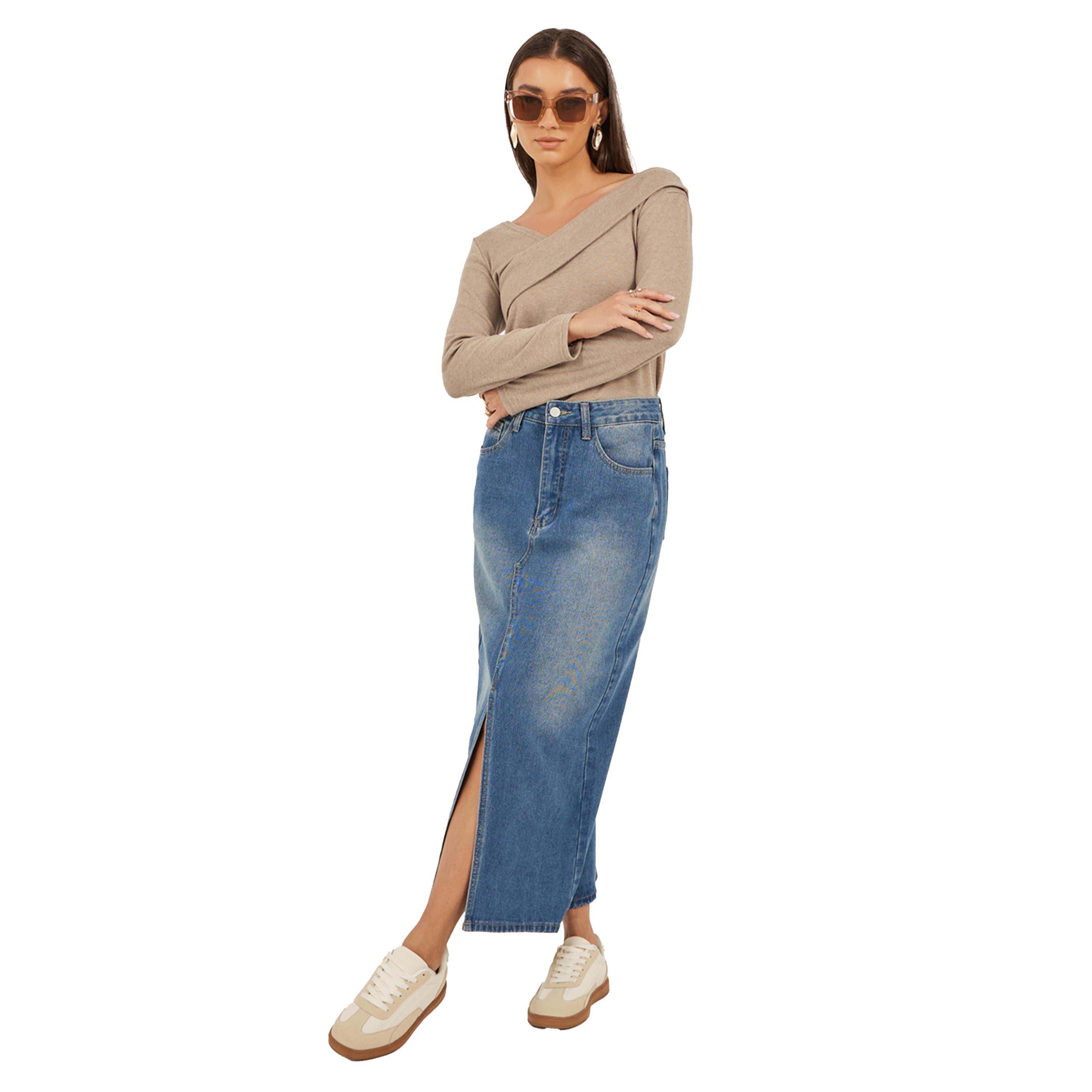 ستايلي - بلوزة محبوكة بأكمام طويلة ورقبة غير متماثلة-women-clothing-tshirts-image-2