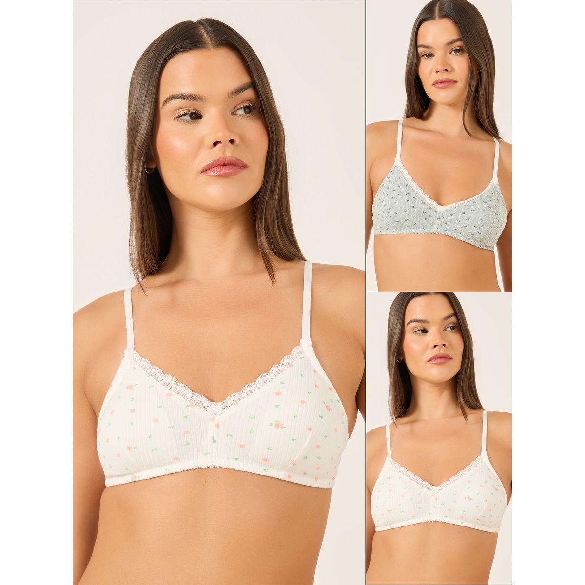 Styli Pack of 2 - Ditsy Printed Ribbed T-Shirt Bra-women-clothing-lingerie-bras-image-1