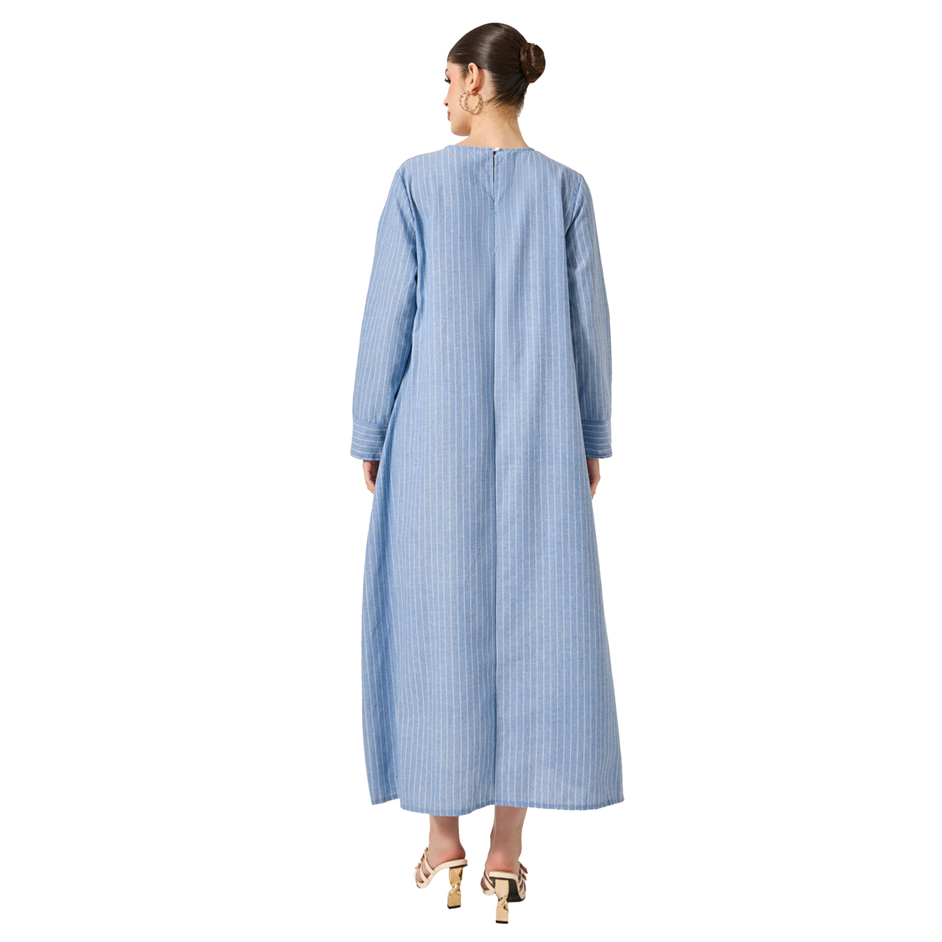 ستايلي -  جلابية مخططة على شكل حرف A مع جيوب-women-arabicclothing-jalabiyas-image-5