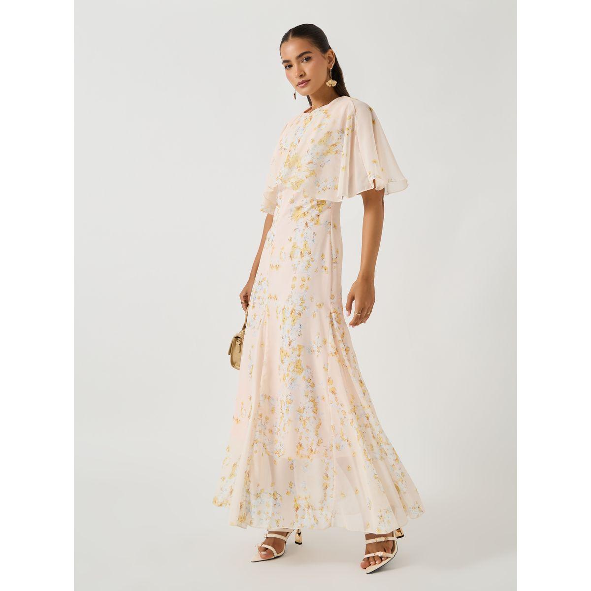 Styli Floral Print Cape Sleeve Maxi Dress-women-clothing-dresses-image-1