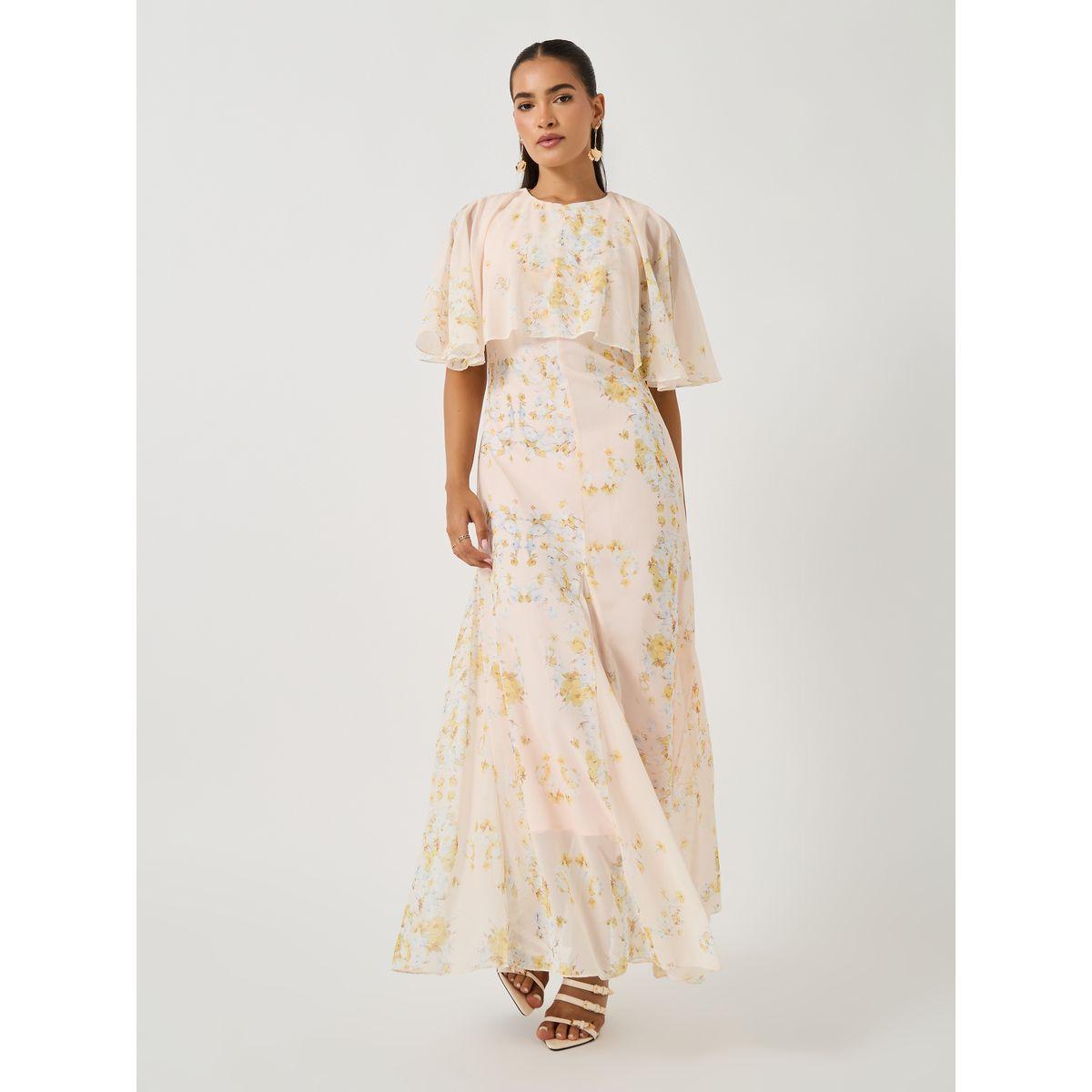 Styli Floral Print Cape Sleeve Maxi Dress-women-clothing-dresses-image-2