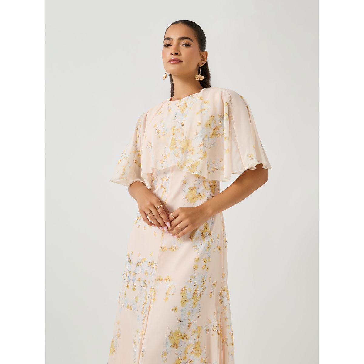 Styli Floral Print Cape Sleeve Maxi Dress-women-clothing-dresses-image-3