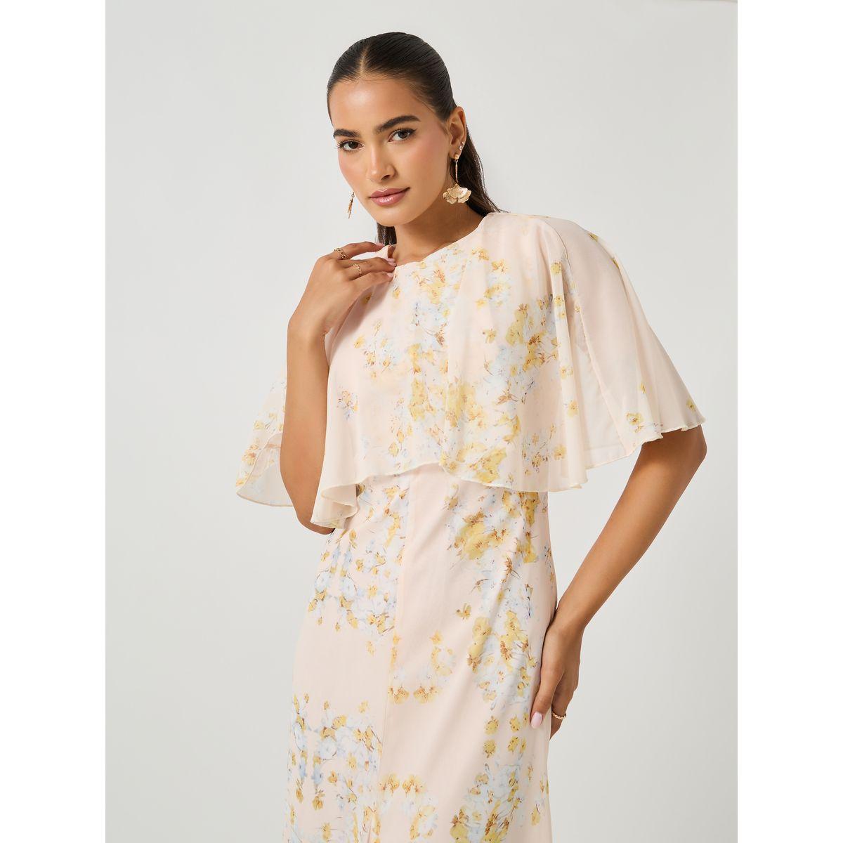 Styli Floral Print Cape Sleeve Maxi Dress-women-clothing-dresses-image-4