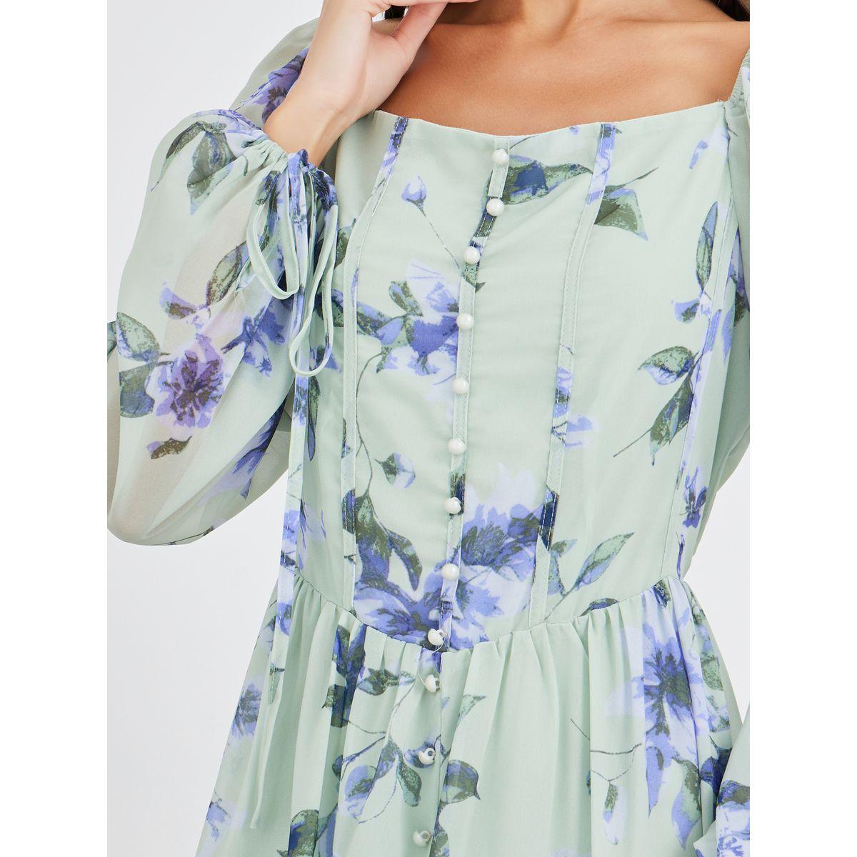 Styli Floral Print Balloon Sleeve A-Line Midi Dress-women-clothing-dresses-image-4
