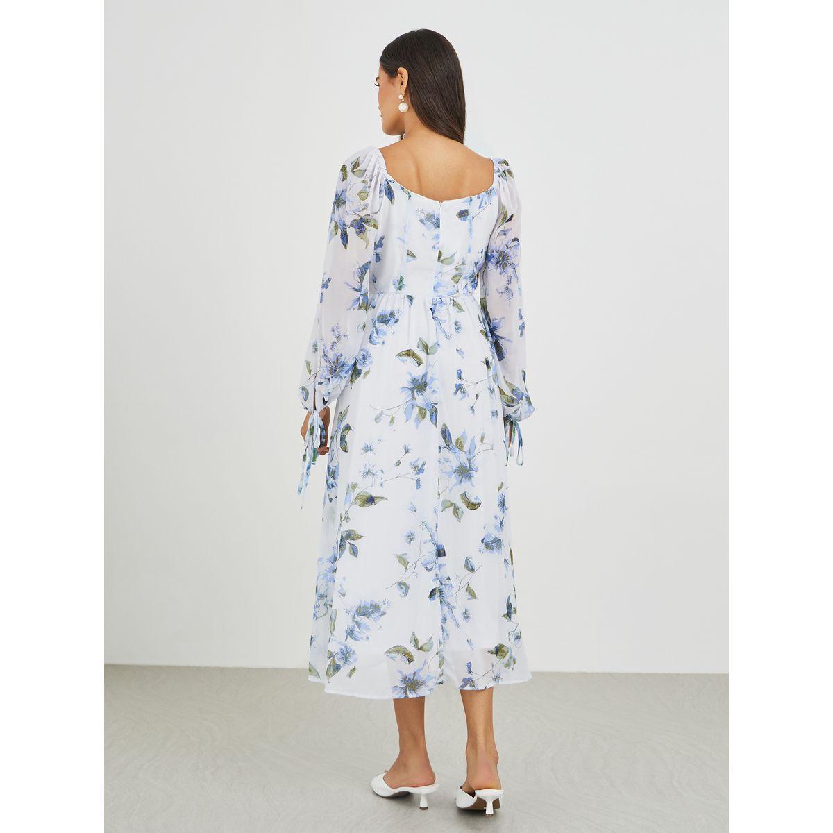 فستان ميدي مطبع بزهور مع أكمام بالون-women-clothing-dresses-image-5