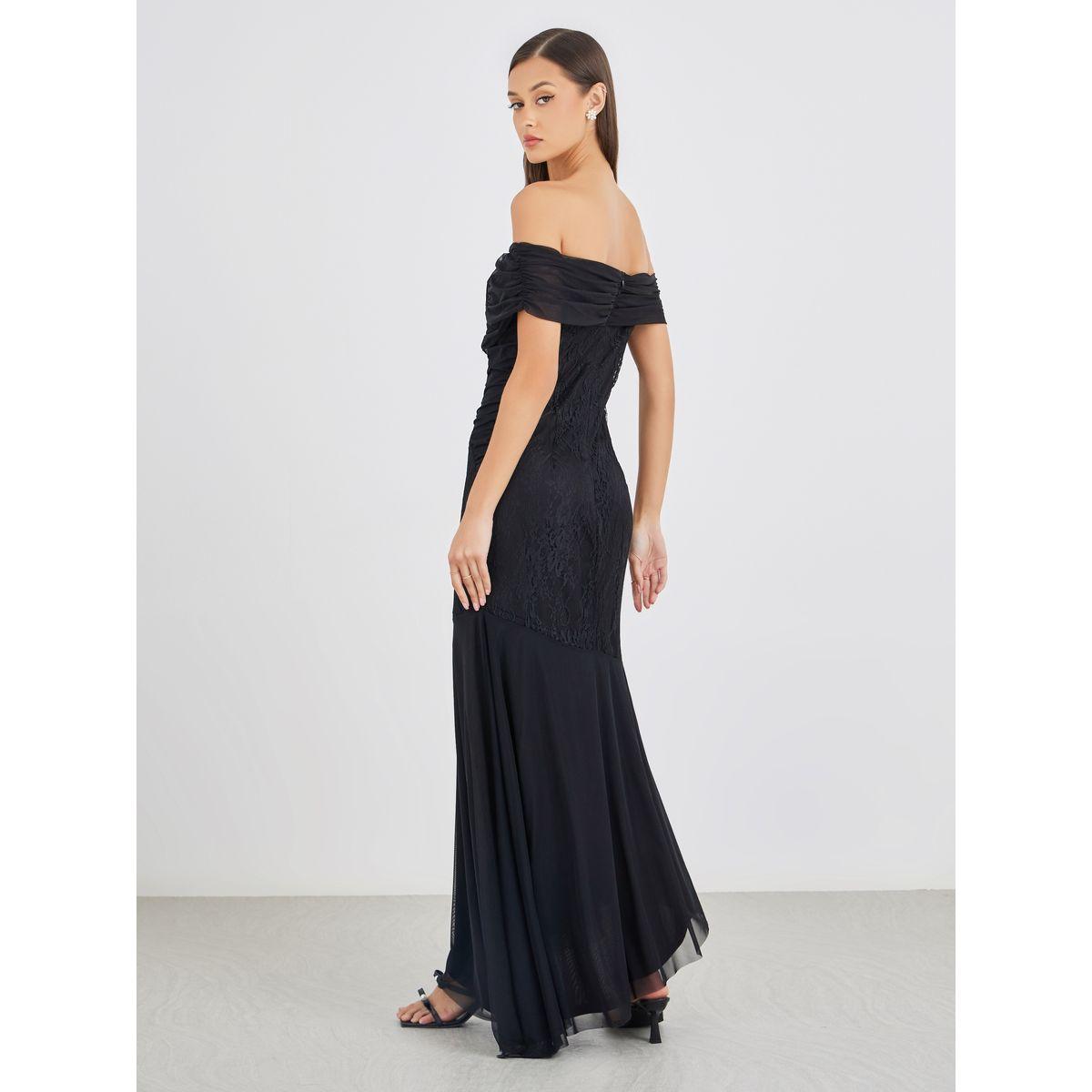 فستان طويل بأكتاف مكشوفة وتفاصيل دانتيل-women-clothing-dresses-image-5