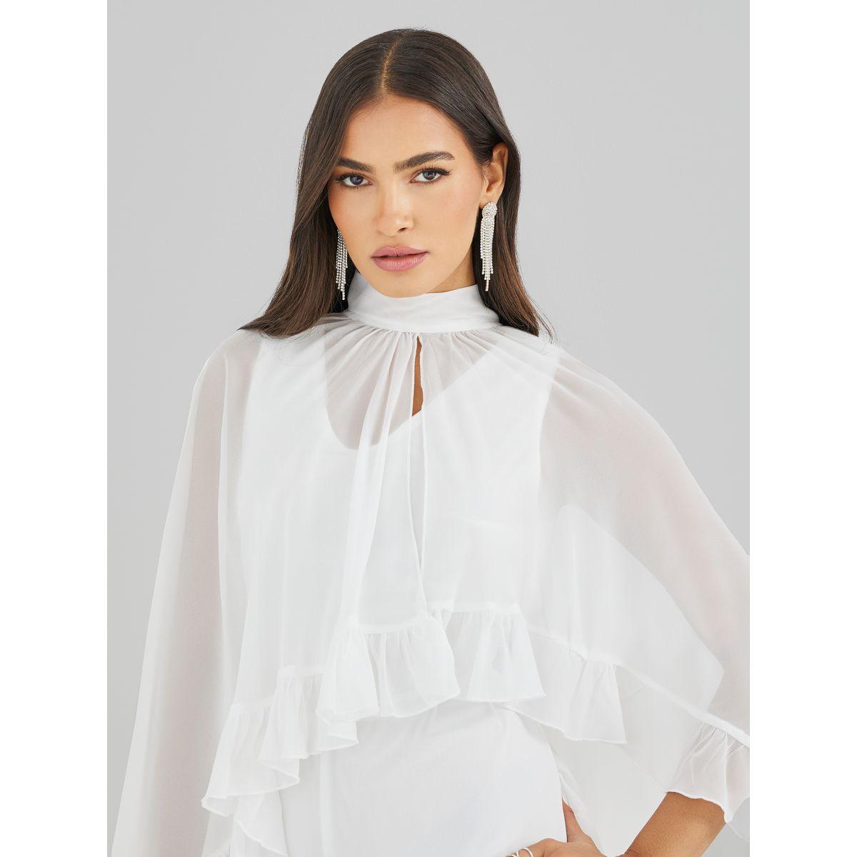 Styli Ruffled Cape Sleeve High Neck Maxi Dress-women-clothing-dresses-image-4