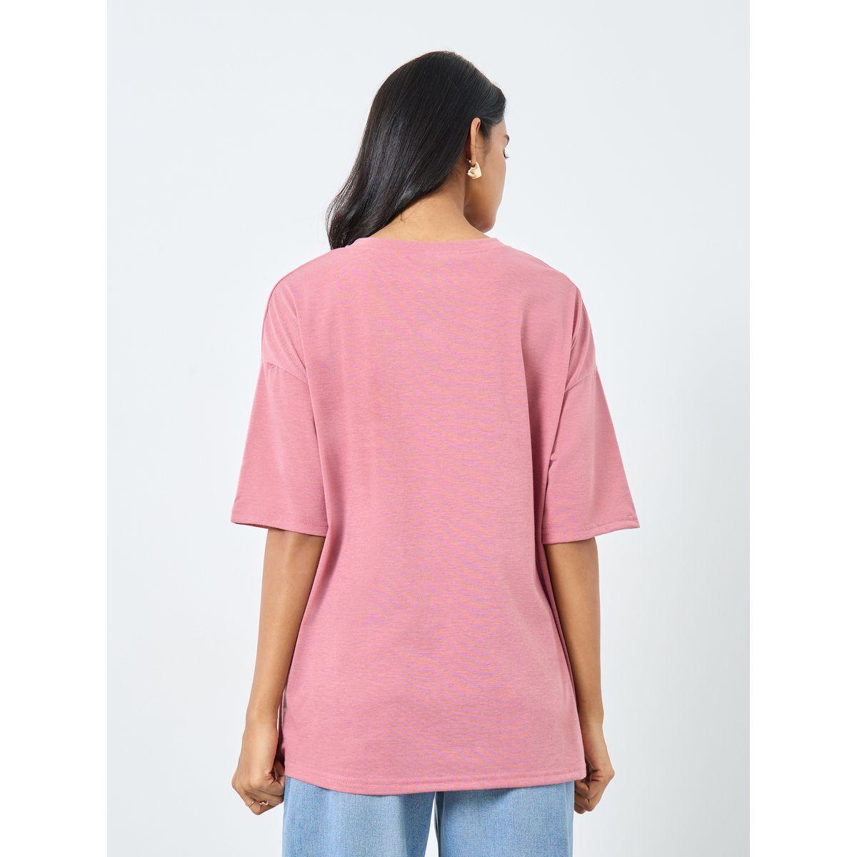 تيشيرت فضفاض بطبعة جرافيك وأكمام قصيرة-women-clothing-tshirts-image-4