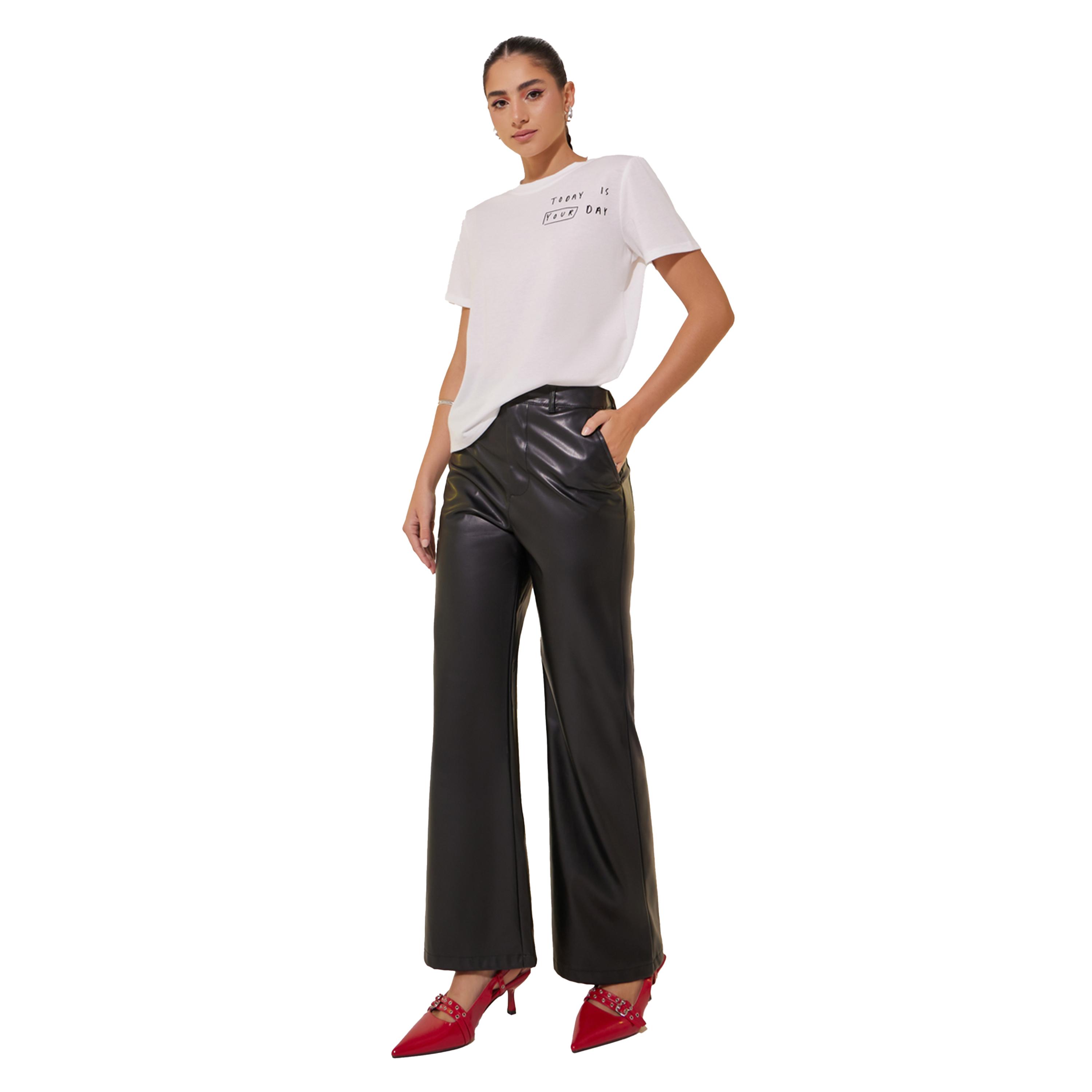 تيشيرت بطبعة كتابة وأكمام قصيرة-women-clothing-tshirts-image-2