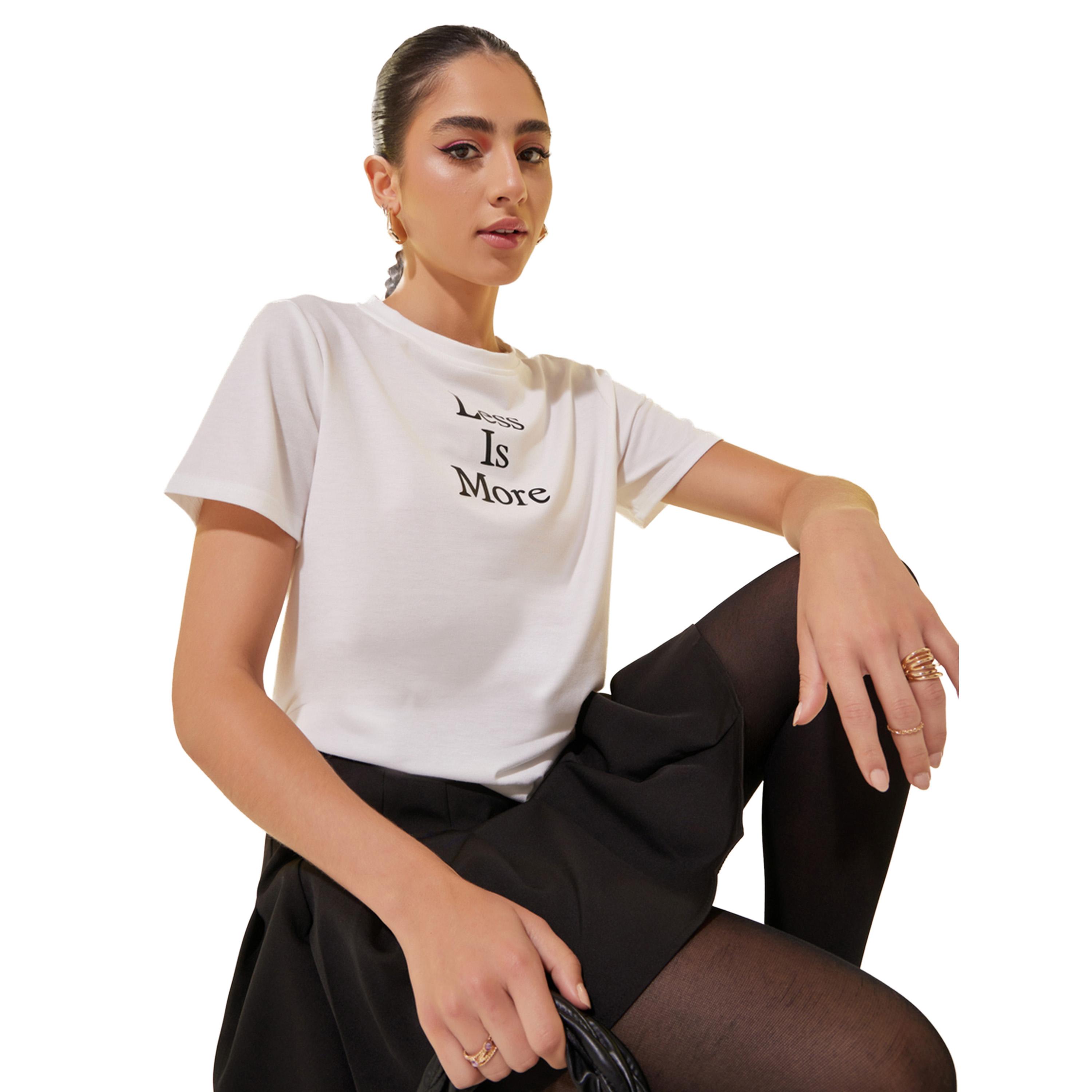 Take Two Slogan Print Round Neck Short Sleeve T-Shirt-women-clothing-tshirts-image-1