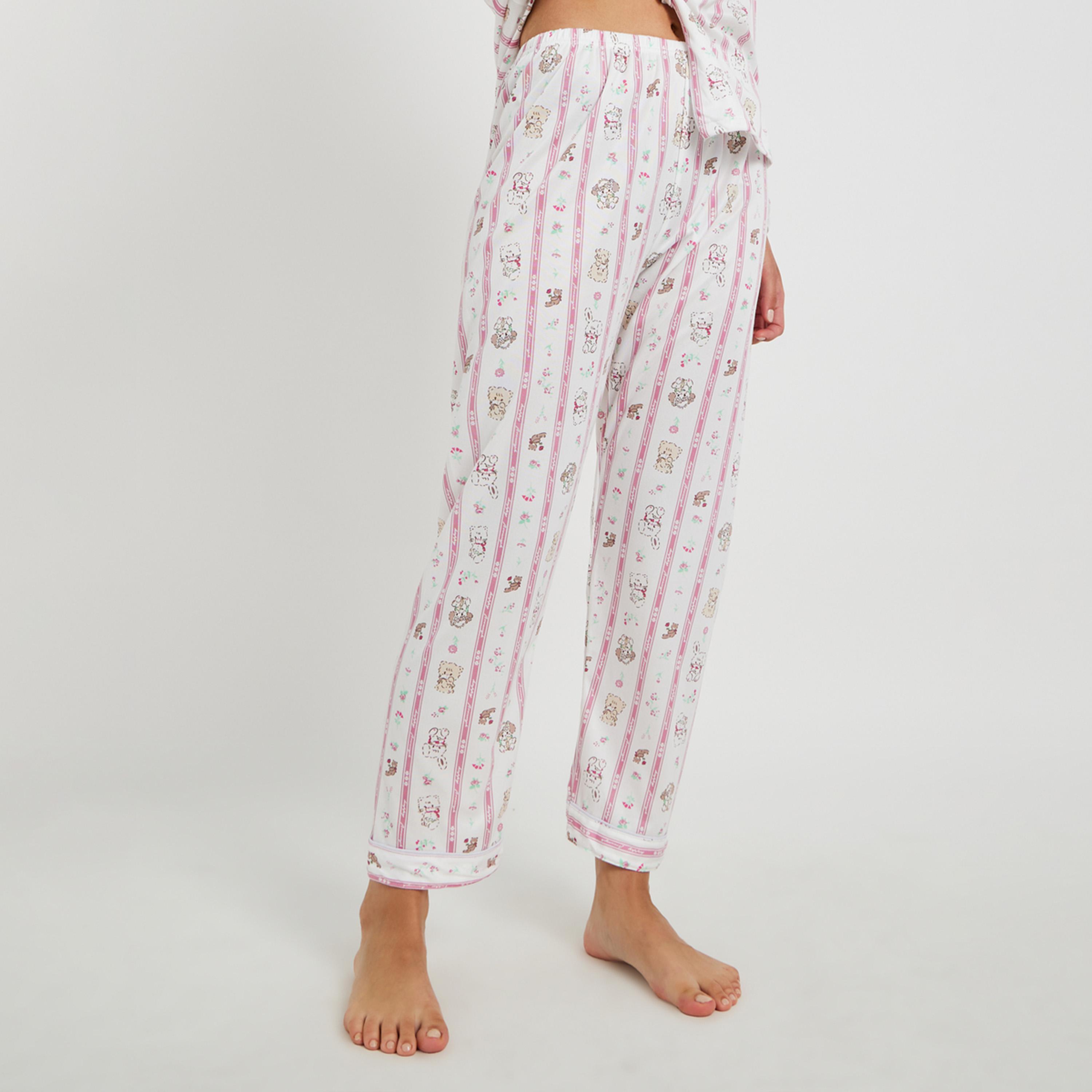 Styli Cat Printed Long Sleeve Shirt and Pyjama Set-women-clothing-nightwear-pyjamas-longsets-image-3