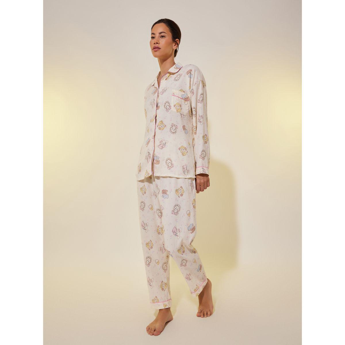 Styli Bear Print Long Sleeve Shirt and Pyjama Set-women-clothing-nightwear-pyjamas-longsets-image-1
