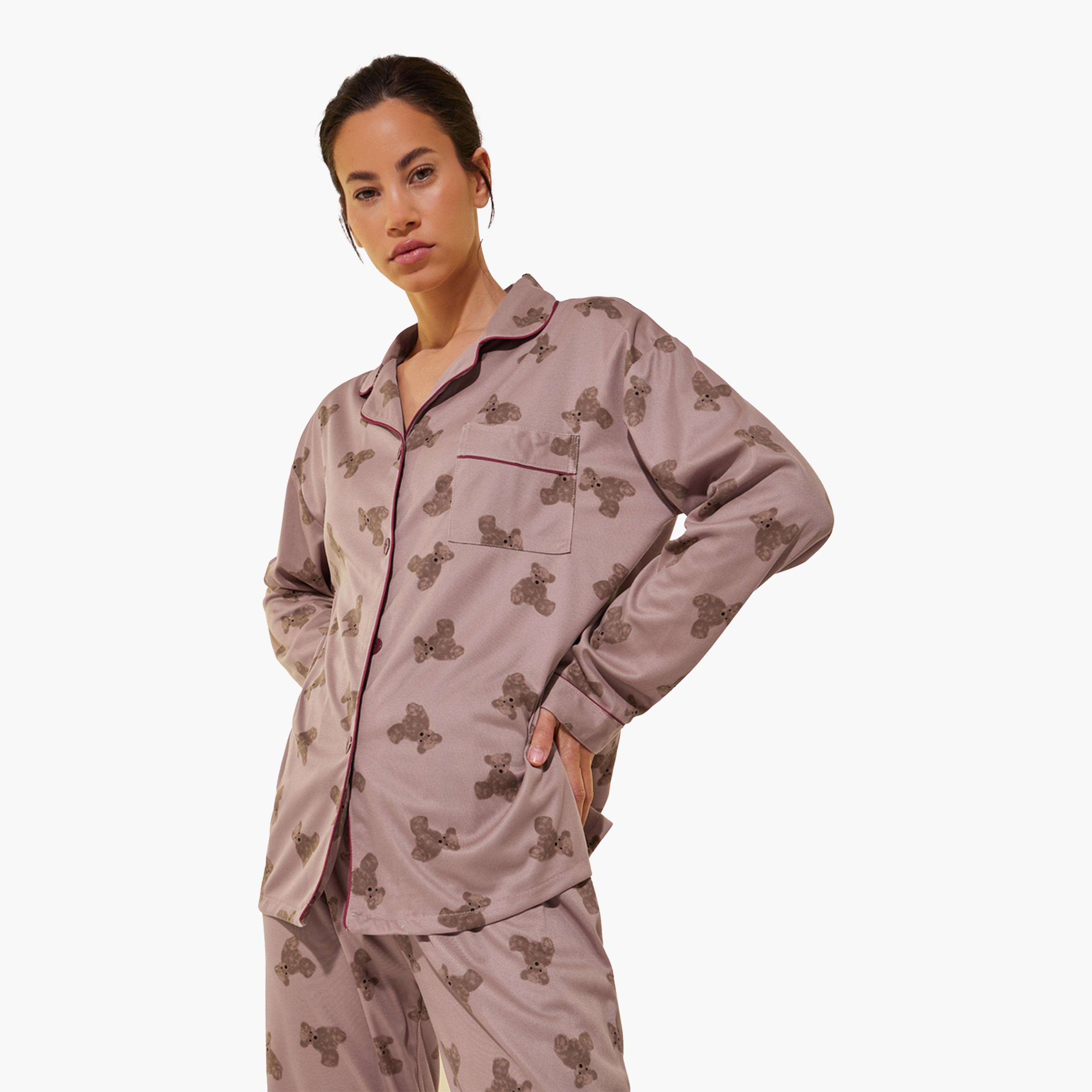 طقم بيجاما من بنطال وبلوزة بأكمام طويلة-women-clothing-nightwear-pyjamas-longsets-image-2