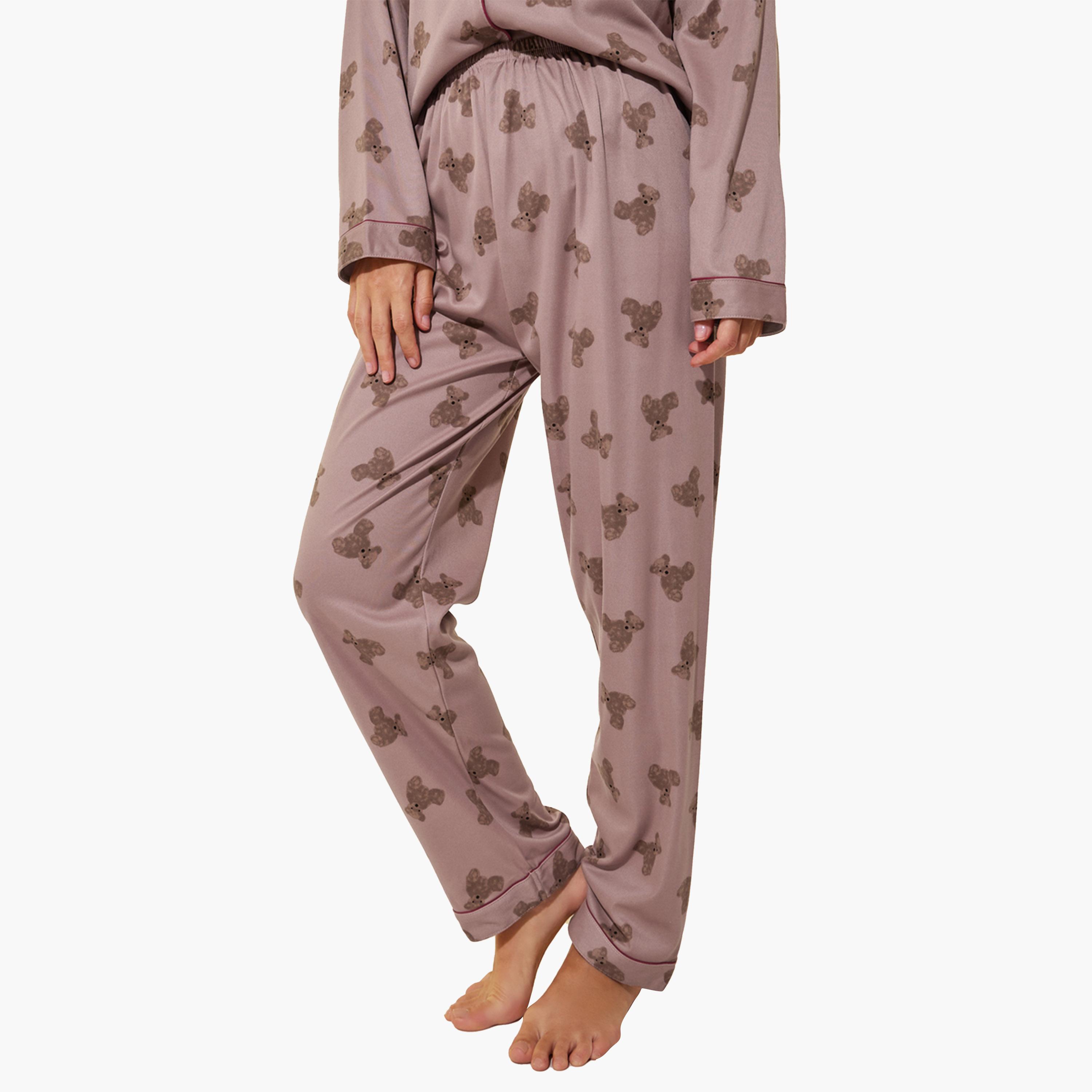 Take Two Bear Print Long Sleeve Shirt and Pyjama Set-women-clothing-nightwear-pyjamas-longsets-image-4