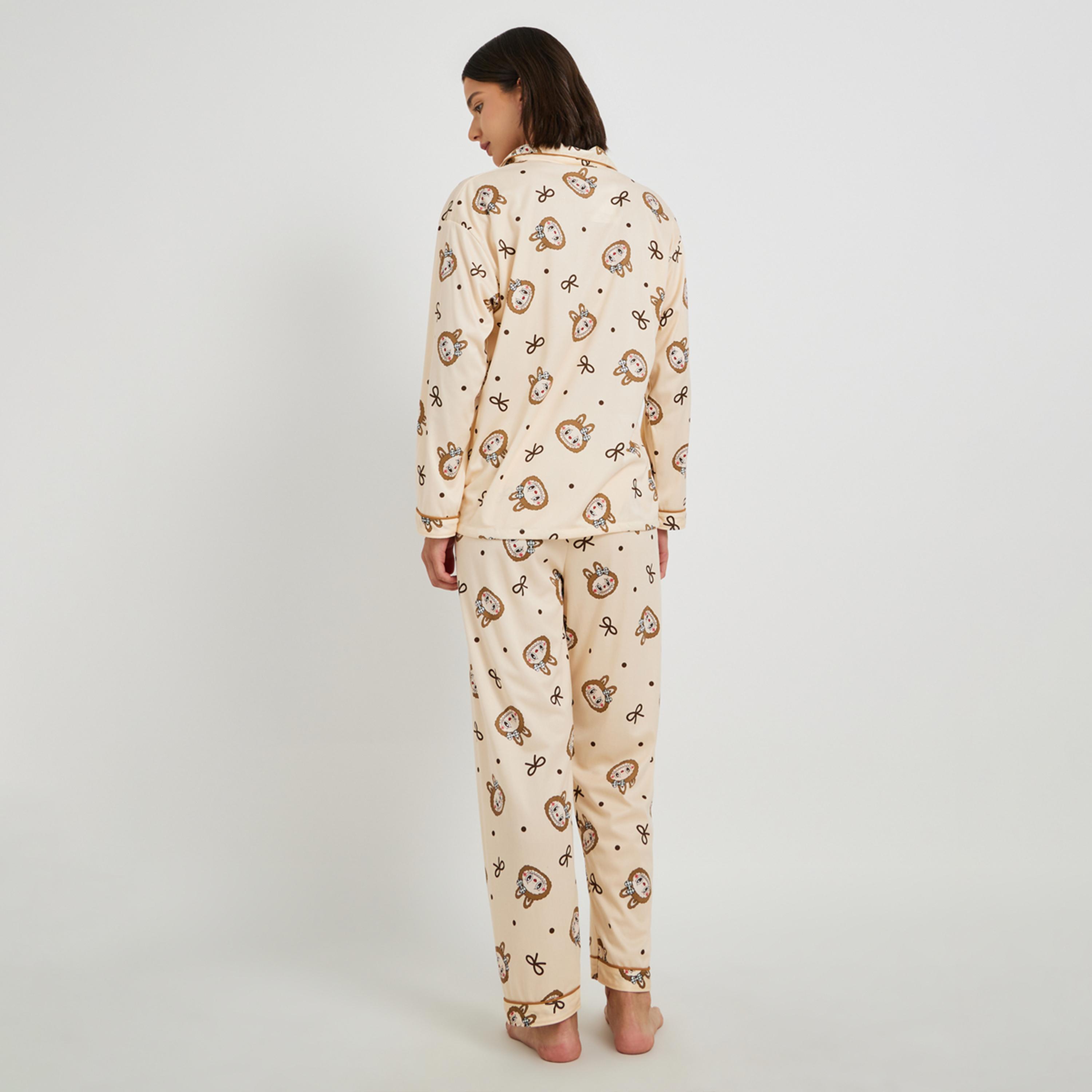 Styli Rabbit Print Long Sleeve Shirt and Pyjama Set-women-clothing-nightwear-pyjamas-longsets-image-5